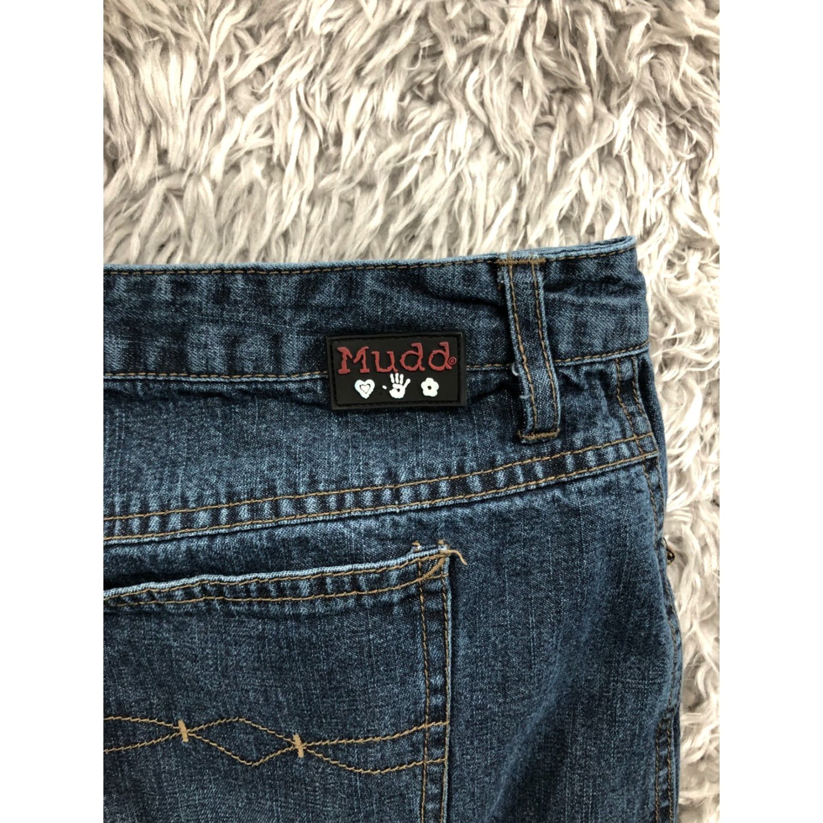 Denime Mudd Denim Skirt Juniors Size 13 Knee Length Dark Wash Blue Denim ZIP Button Slit Casual Women/Mini/SKIRT Size 34" / US 12 / IT 48 - 7 Thumbnail