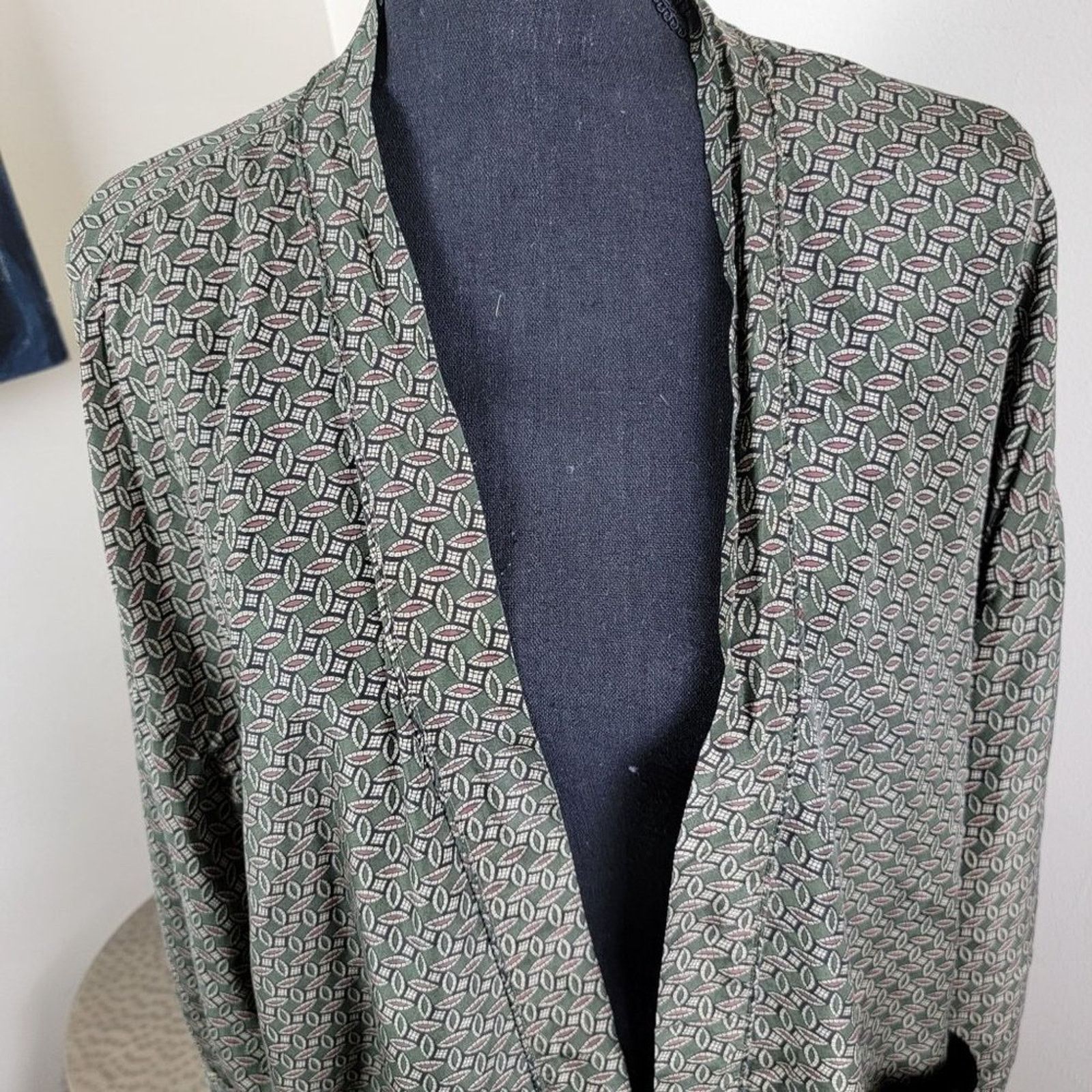 Vintage Vintage BBB Studio Womens Silk Satin Kimono Robe Geometric Size ONE SIZE - 6 Thumbnail