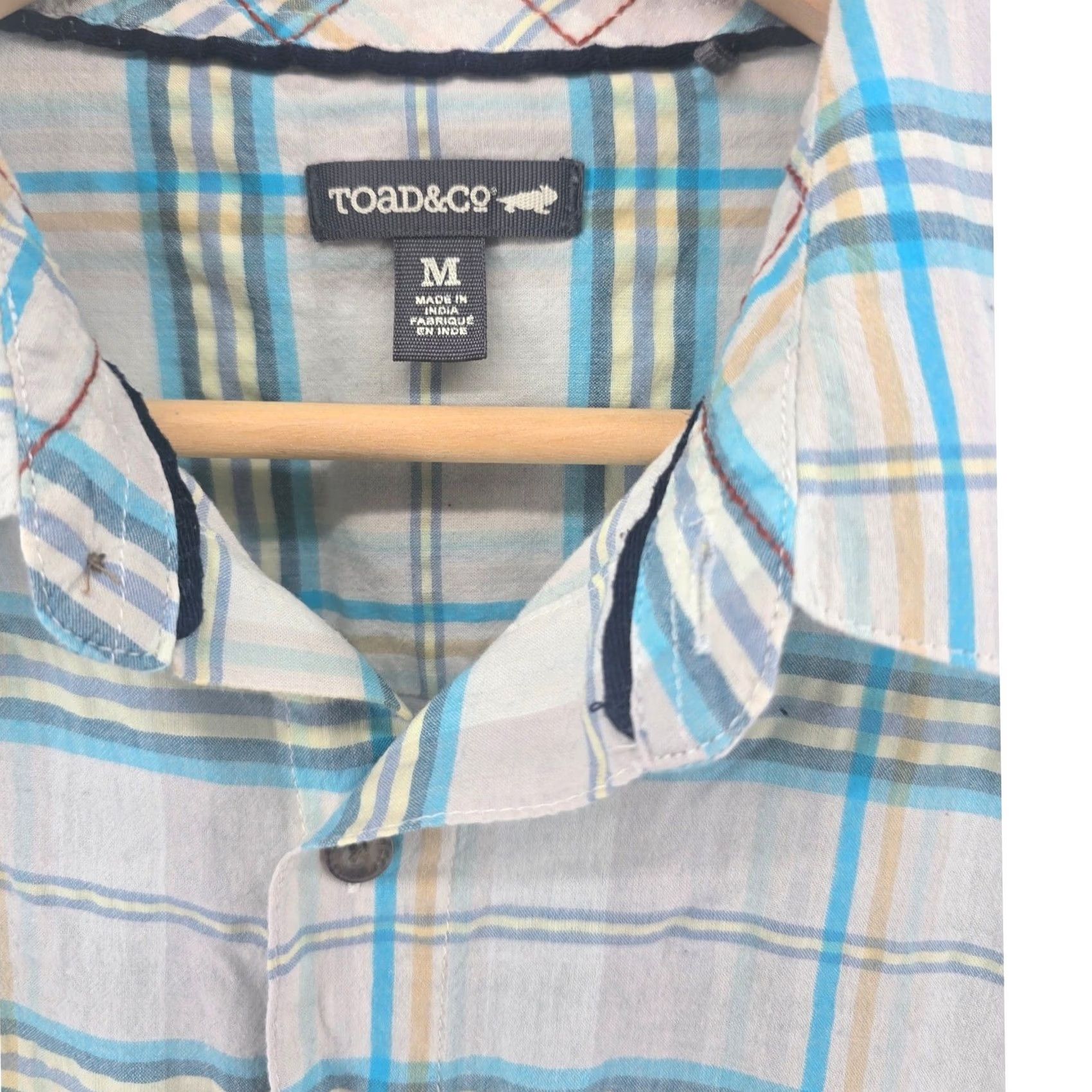 Toad&Co Toad&Co Button Front Shirt Men Medium Gray Blue Plaid Organic Cotton Long Sleeve Size US M / EU 48-50 / 2 - 3 Thumbnail