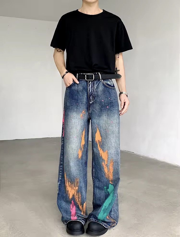 Designer × Vintage Streetwear Graffiti Loose Straight Jeans Size US 28 / EU 44 - 1 Thumbnail