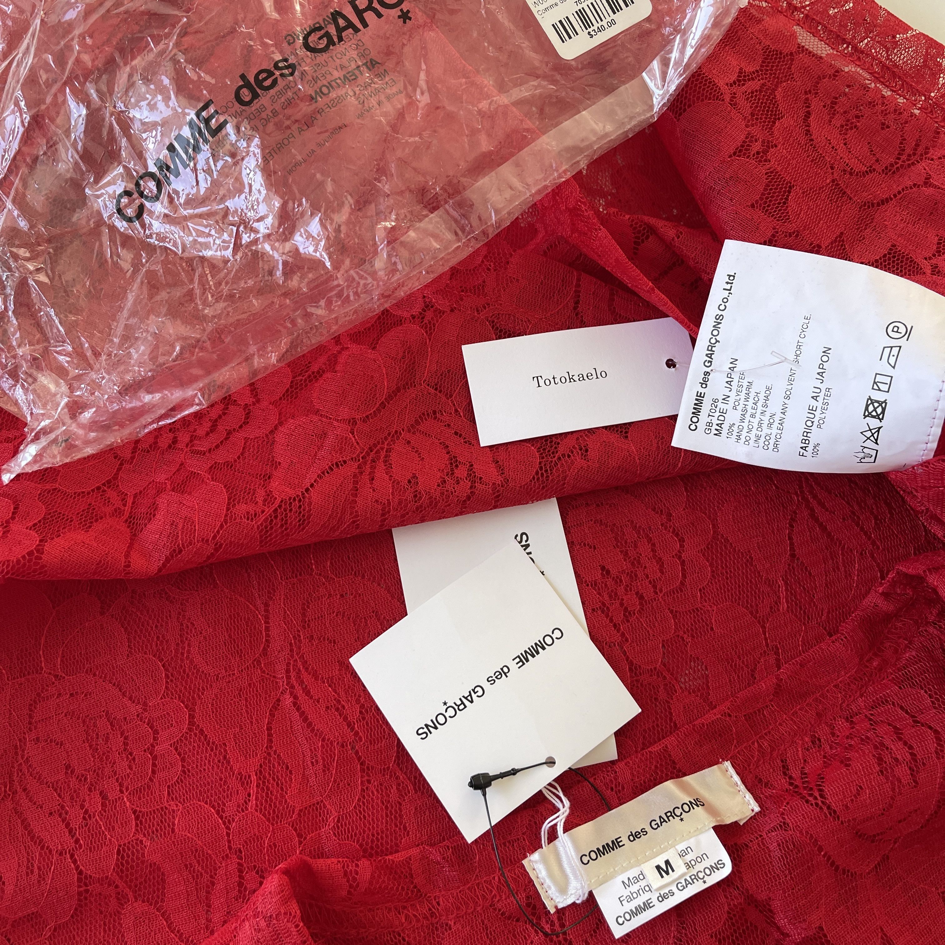 Comme des Garcons COMME DES GARCONS Red Lace Top New with tags size M Size M / US 6-8 / IT 42-44 - 6 Thumbnail