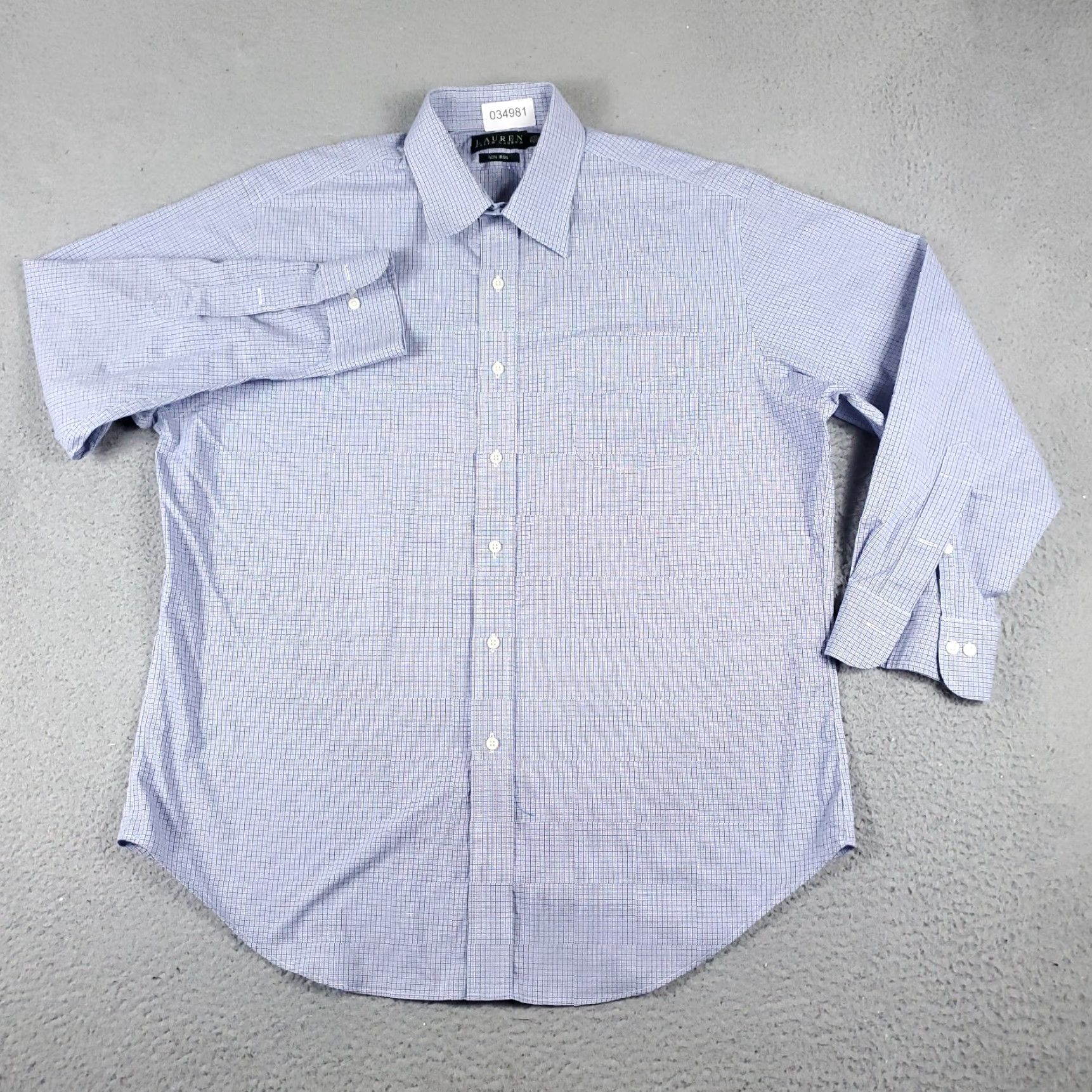 Ralph Lauren Ralph Lauren Shirt Men 16.5 Blue Plaid Dress Button-Down Long Sleeve Cotton Non-Iron Classic Modern Size 42R - 2 Thumbnail
