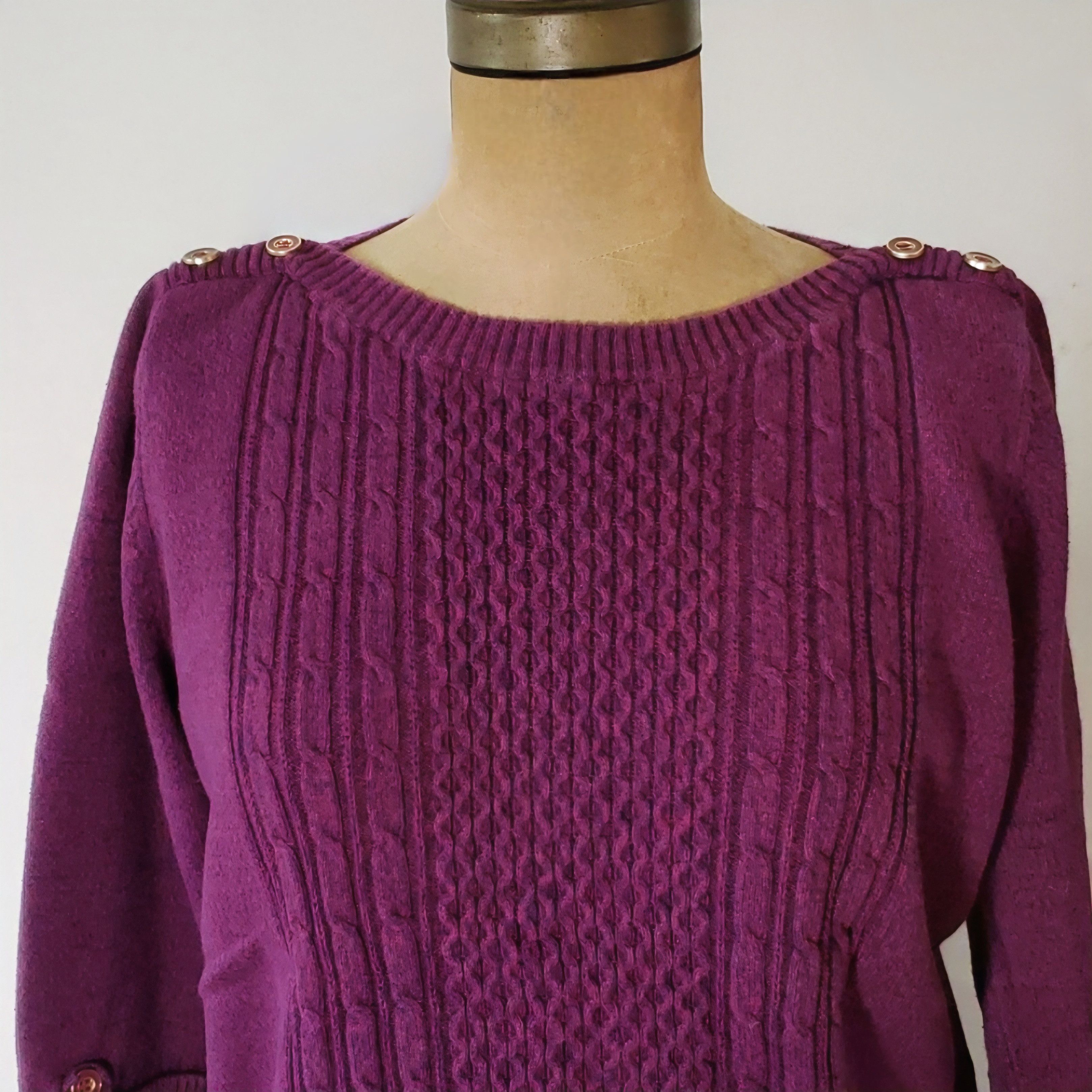 Other Karen Scott Size L Sweater Purple Pink Fushia Cording Enamel Size L / US 10 / IT 46 - 5 Thumbnail