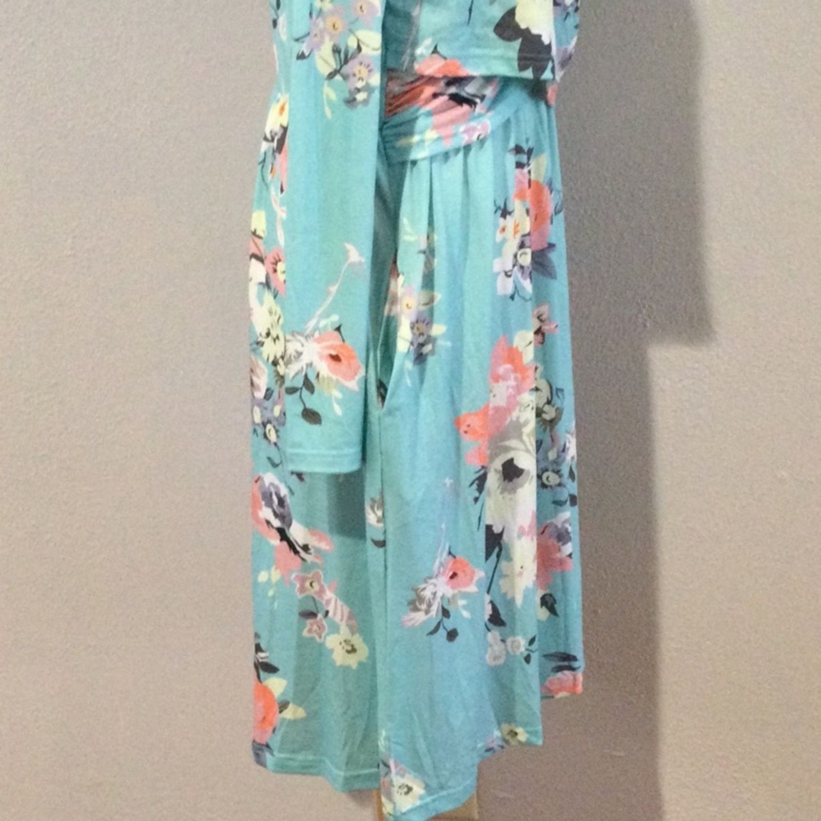 Other Ouges Blue Floral V-Neck Wrap Waist Knee Length Dress XL Size XL / US 12-14 / IT 48-50 - 7 Thumbnail