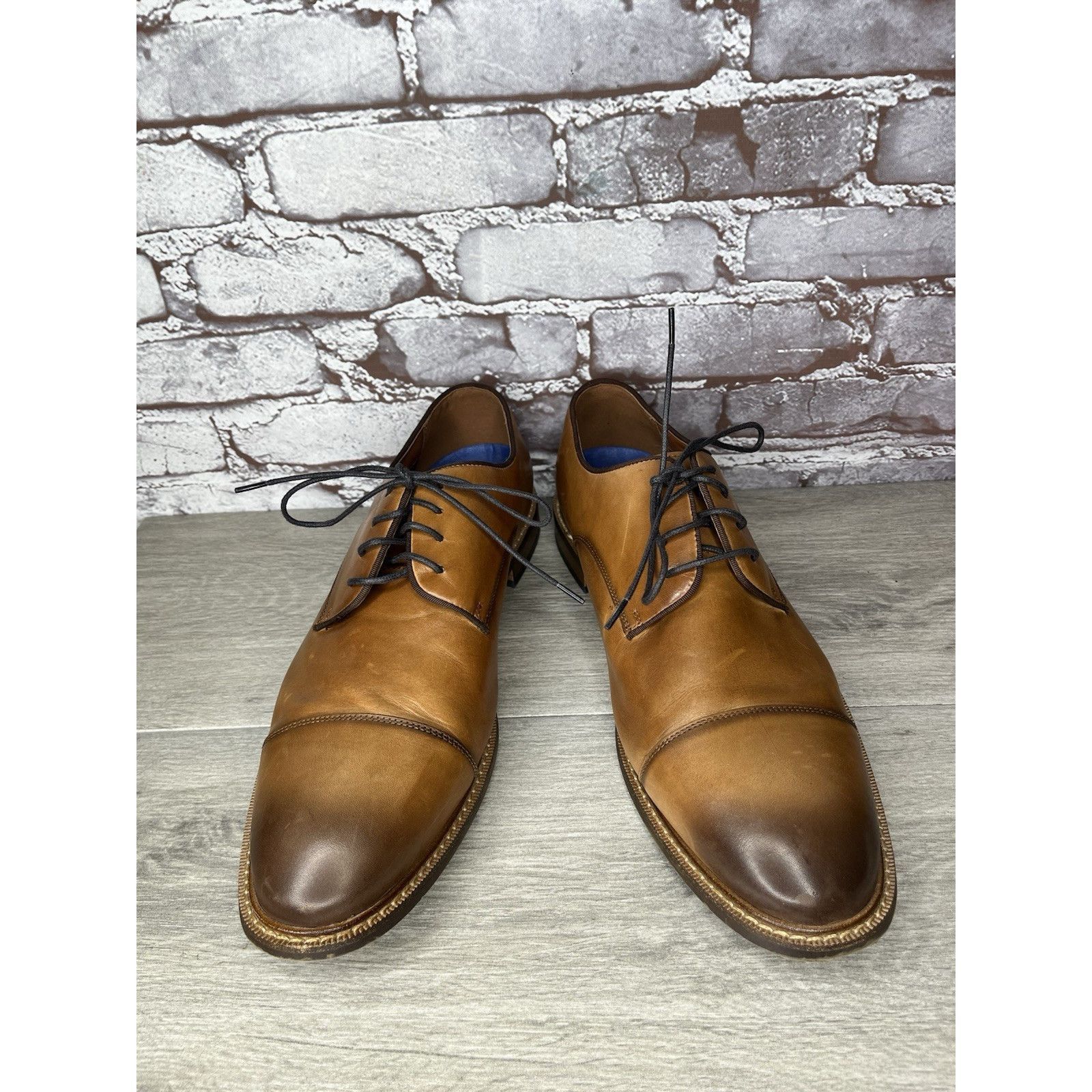 Vince Camuto Vince Camuto Lamson Cognac Brown Leather Dress Oxfords Shoes Size US 12 / EU 45 - 4 Thumbnail