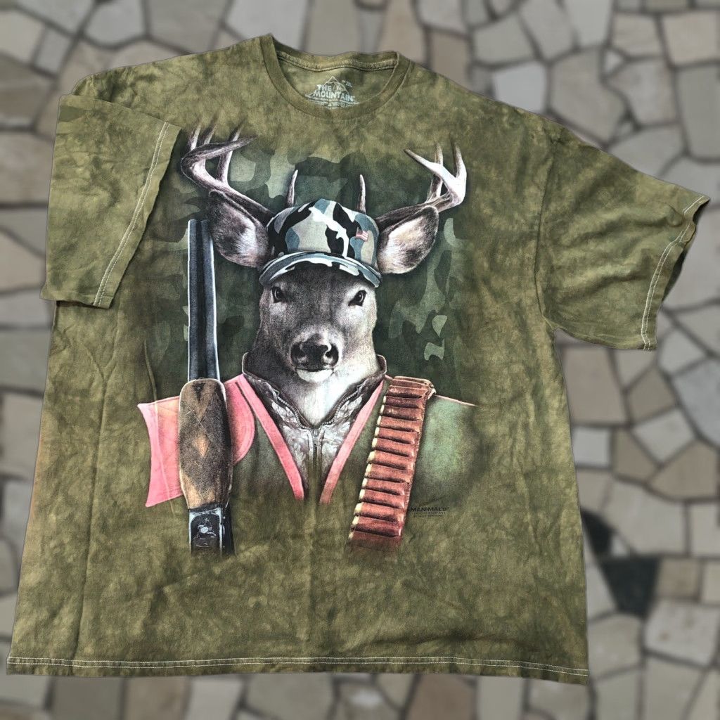 The Mountain The Mountain Deer Hunter Funny Green Graphic T Shirt XL Men Crew Neck Short Sleeve Tie Dye 100% Cotton Size US XL / EU 56 / 4 - 1 Thumbnail