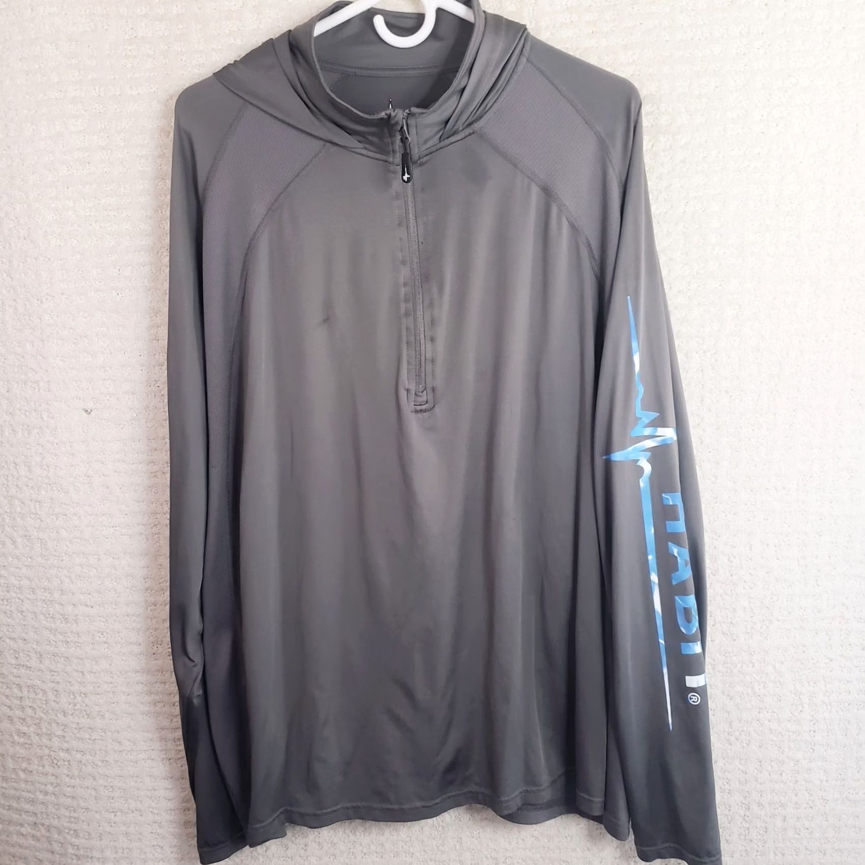 Habitat Habit Outdoors 1/4 Zip Hoodie Shirt LS 2XL Gray Logo Pullover Mock Neck Men Size US XXL / EU 58 / 5 - 2 Thumbnail