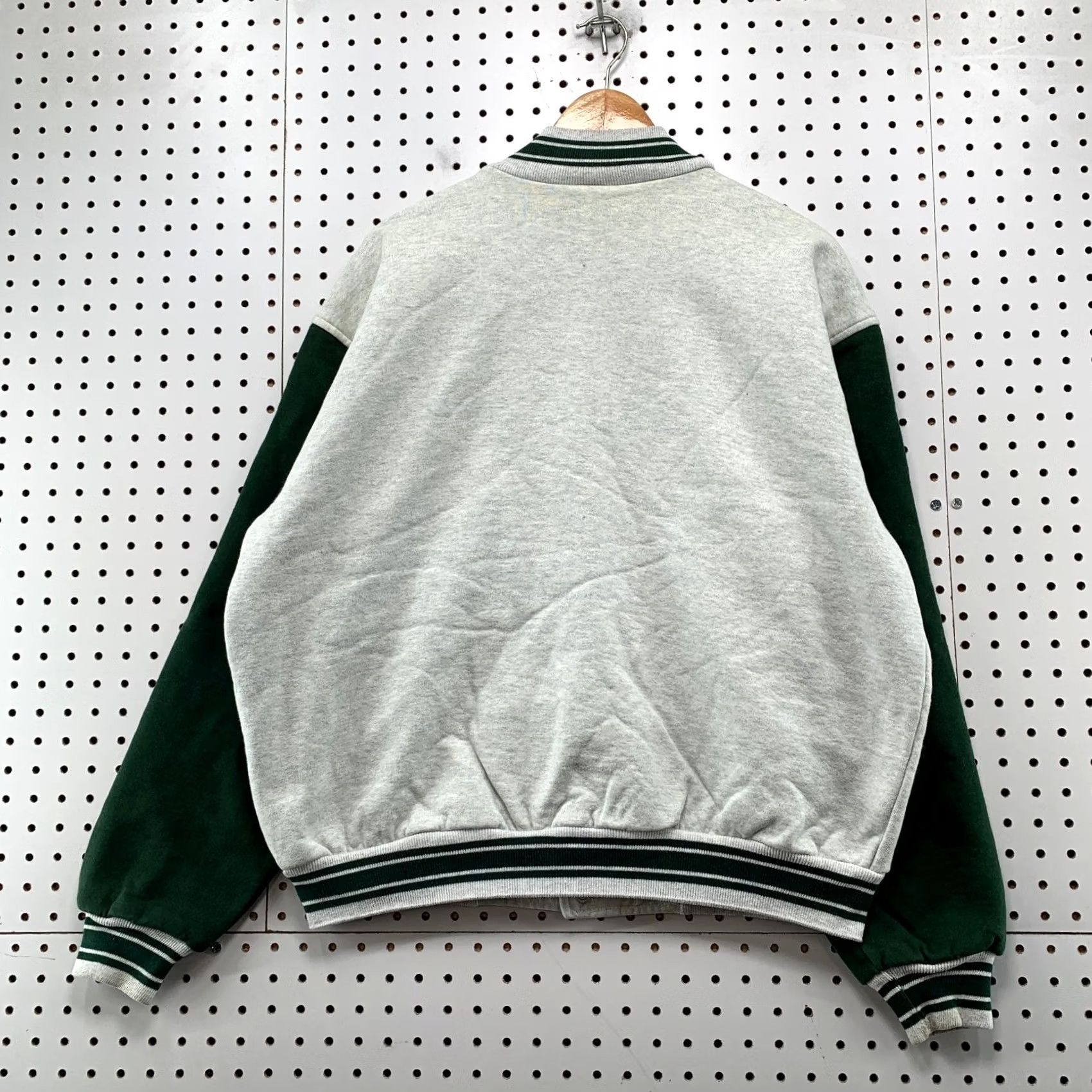 Fruit Of The Loom VINTAGE Fruit of the Loom Varsity Jacket Mens XL Gray Green Cotton Fleece Snap 90s USA Size US XL / EU 56 / 4 - 2 Thumbnail
