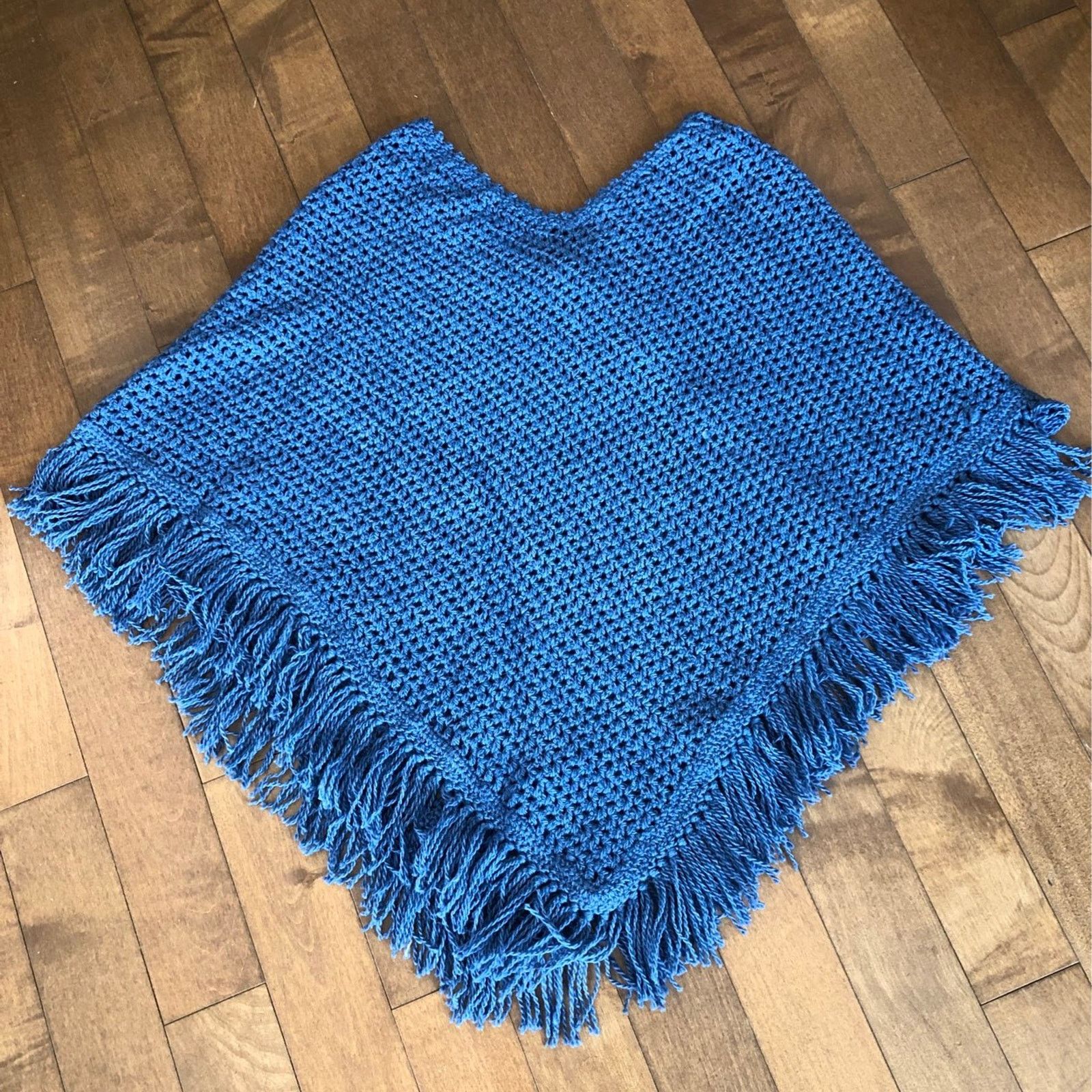 Handmade Carolina•Arce•Seifert knit shawl blue vintage looking Size S / US 4 / IT 40 - 11 Thumbnail
