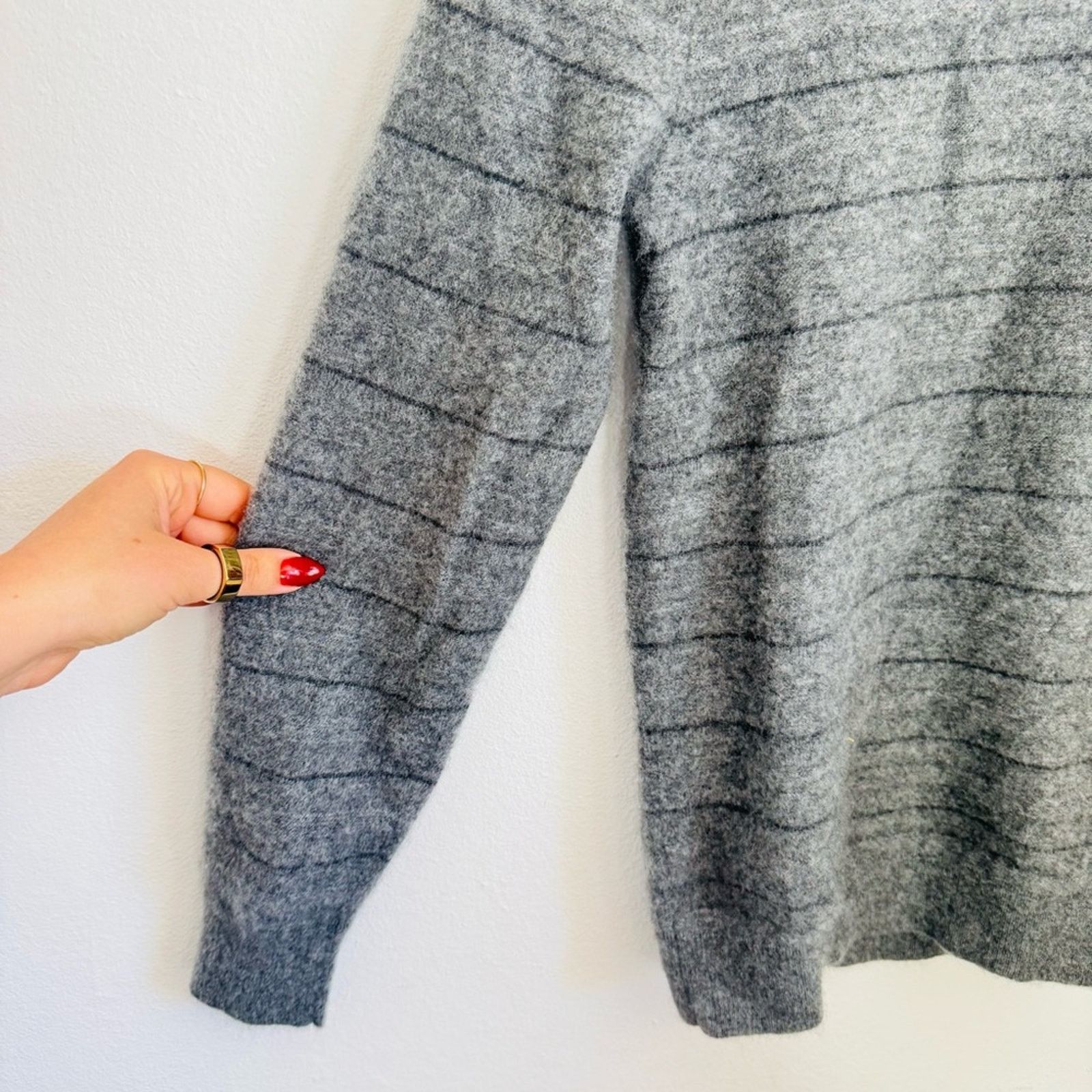 Theory THEORY Dark Light Gray Grey Cashmere $365 Pullover Sweater Size XS / US 0-2 / IT 36-38 - 3 Thumbnail