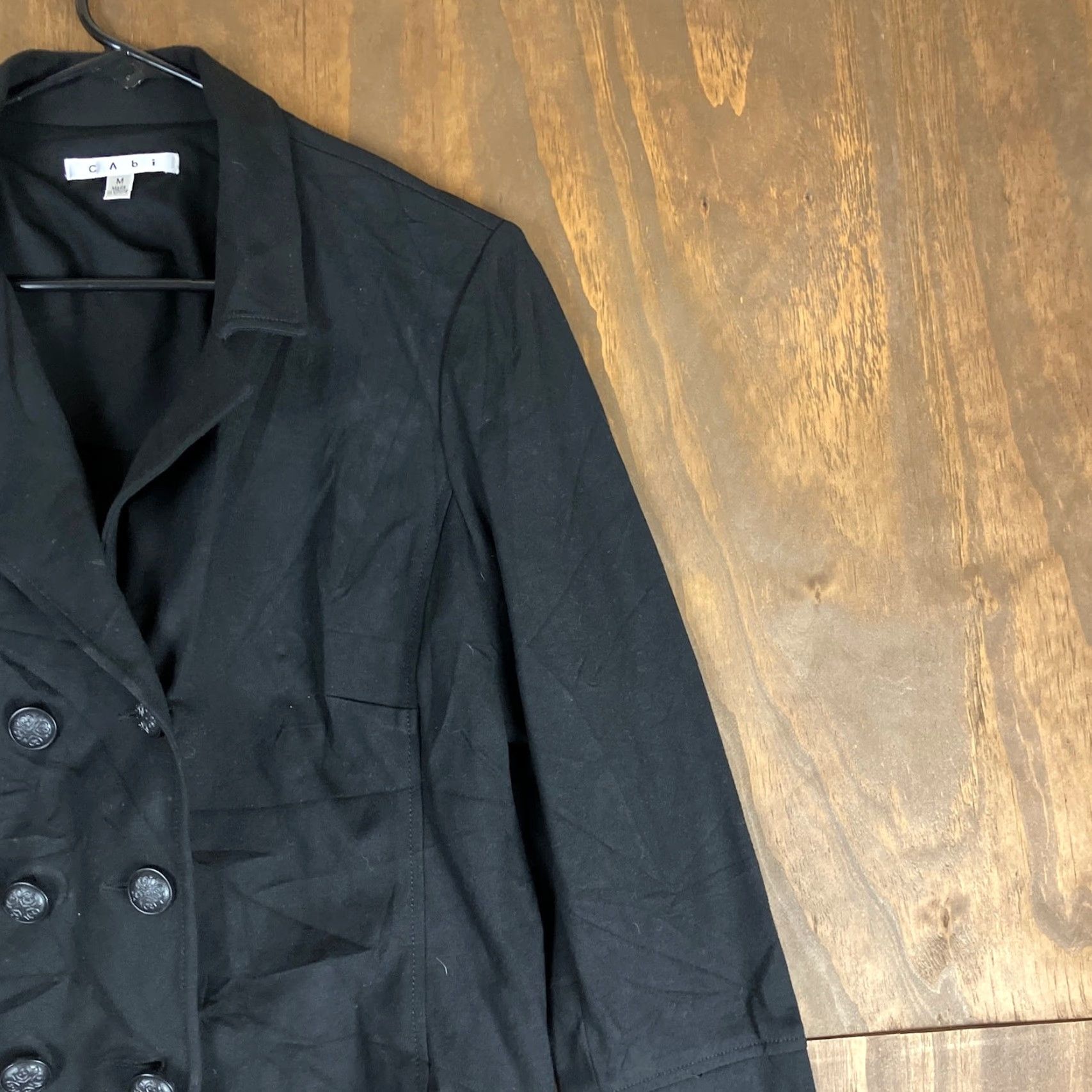 Vintage CAbi Blazer Black Cropped Double Breasted Rayon Stretch Medium Jacket/Coat Size M / US 6-8 / IT 42-44 - 5 Thumbnail