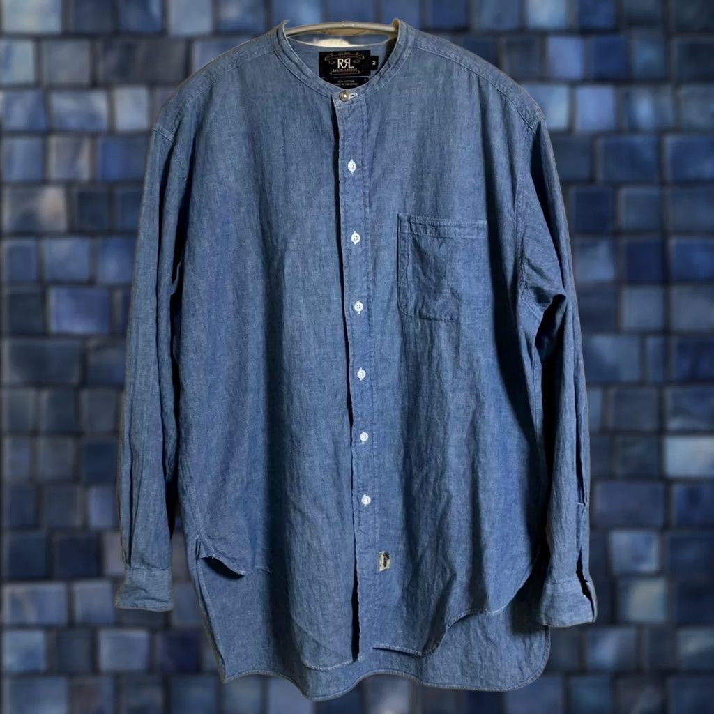 Ralph Lauren RRL Ralph Lauren Band-collar Denim Shirt Blue Size M Casual good condition Used Shirt Men M Blue Denim Band-collar Button-Up Size US M / EU 48-50 / 2 - 1 Thumbnail