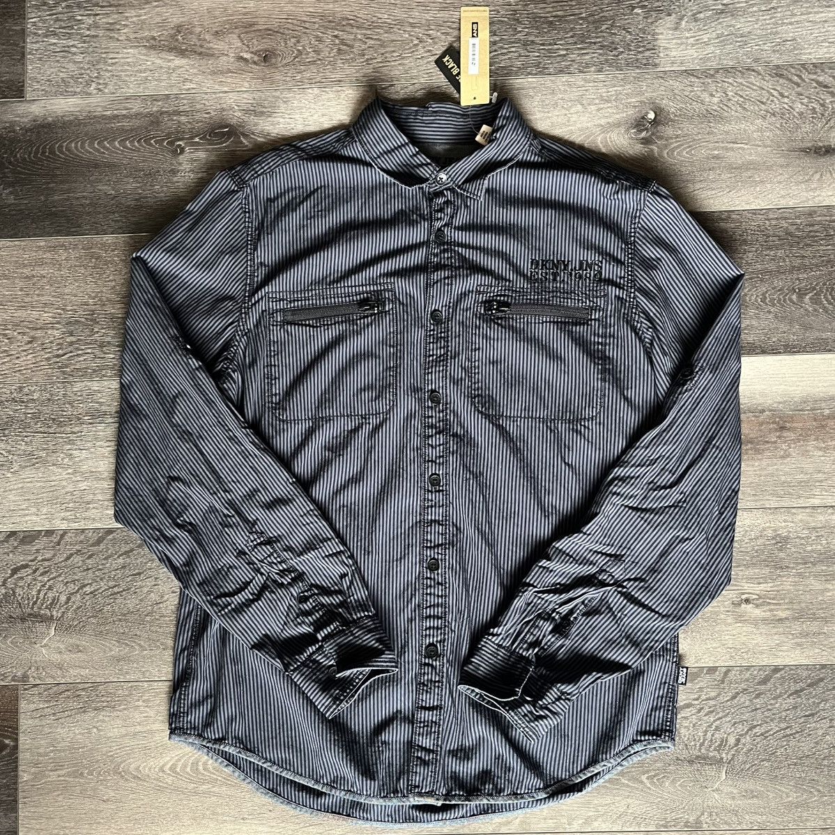 DKNY × Vintage New Vintage Y2K DKNY Jeans Stripe Navy Black Button Up Shirt Size US L / EU 52-54 / 3 - 1 Thumbnail