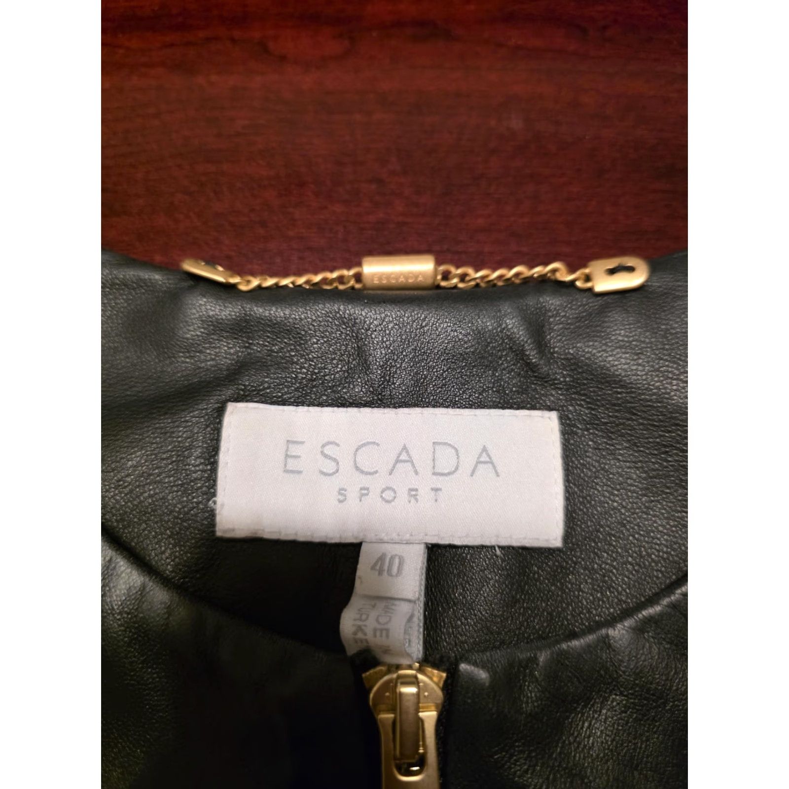 Escada Escada Sport Jacket Womens 40 Black Leather Collarless Zip Drawstring Waist Jacket Size S / US 4 / IT 40 - 7 Thumbnail