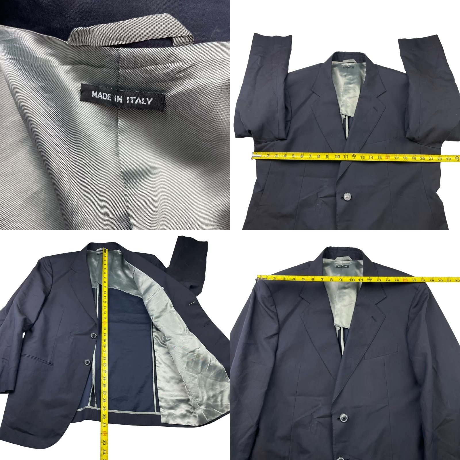 Giorgio Armani Giorgio Armani Black Label Blazer Navy Slim Fit 2-Button Cotton/Silk 46R Regular Men Ventless Italy Notch Buttoned 46 US Size 46R - 8 Thumbnail