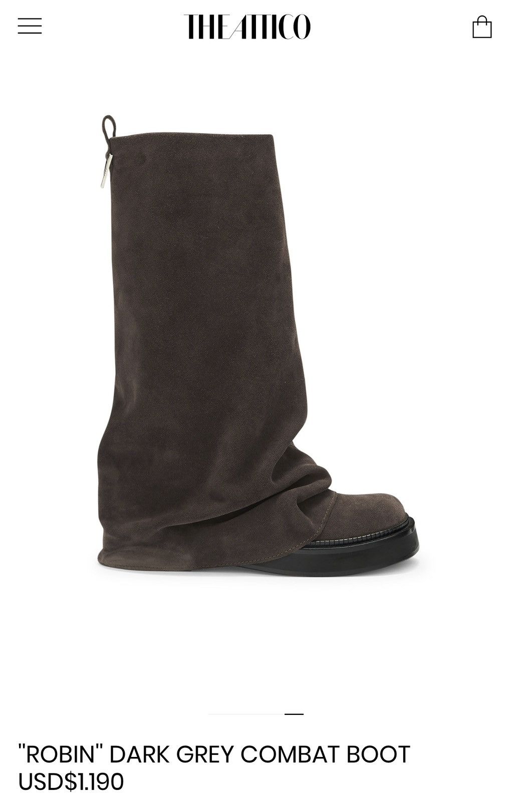 The Attico The Attico ROBIN'' DARK GREY COMBAT BOOT Size US 8 / IT 38 - 2 Thumbnail