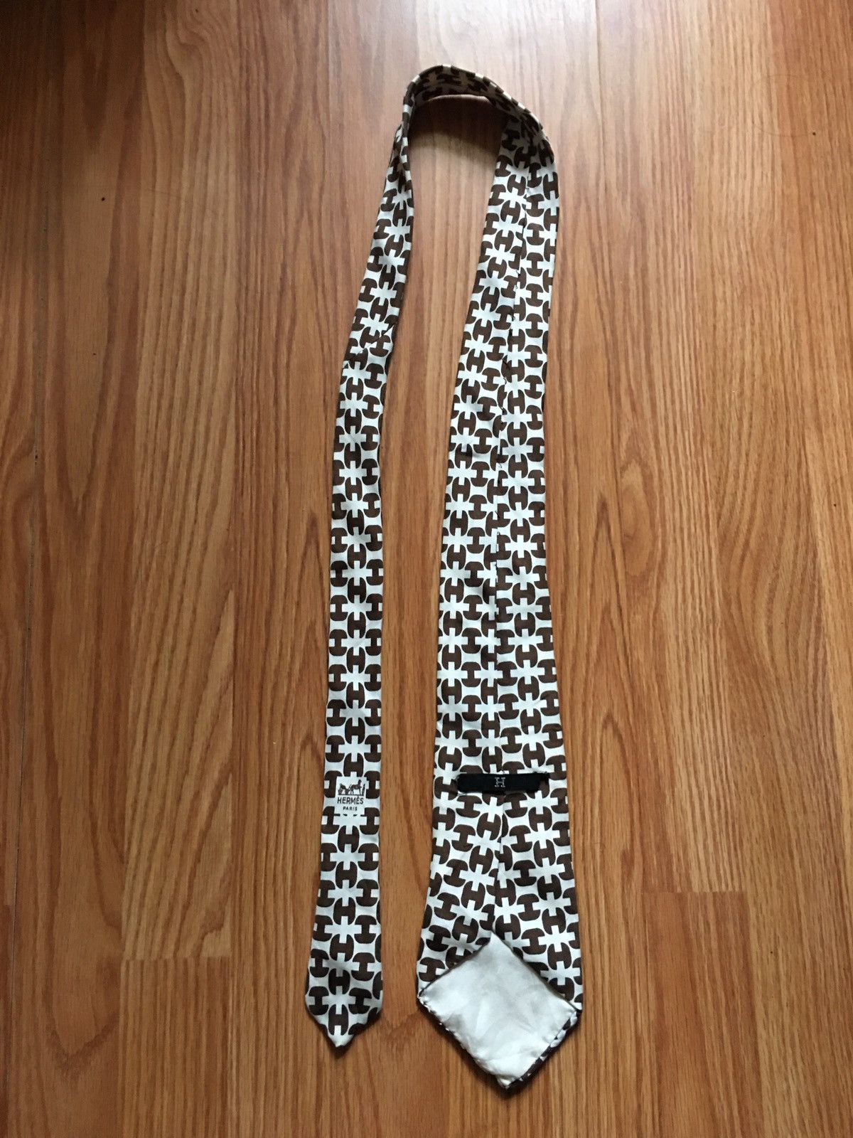 Hermes HERMES Paris Vintage Logo H Monogram 213 FA Silk Mens Tie Size ONE SIZE - 10 Thumbnail