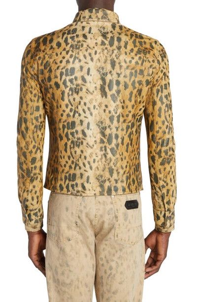 Tom Ford o1w1db10124 Leopard Leather Jacket Shirt in Brown / Beige Size US M / EU 48-50 / 2 - 4 Thumbnail