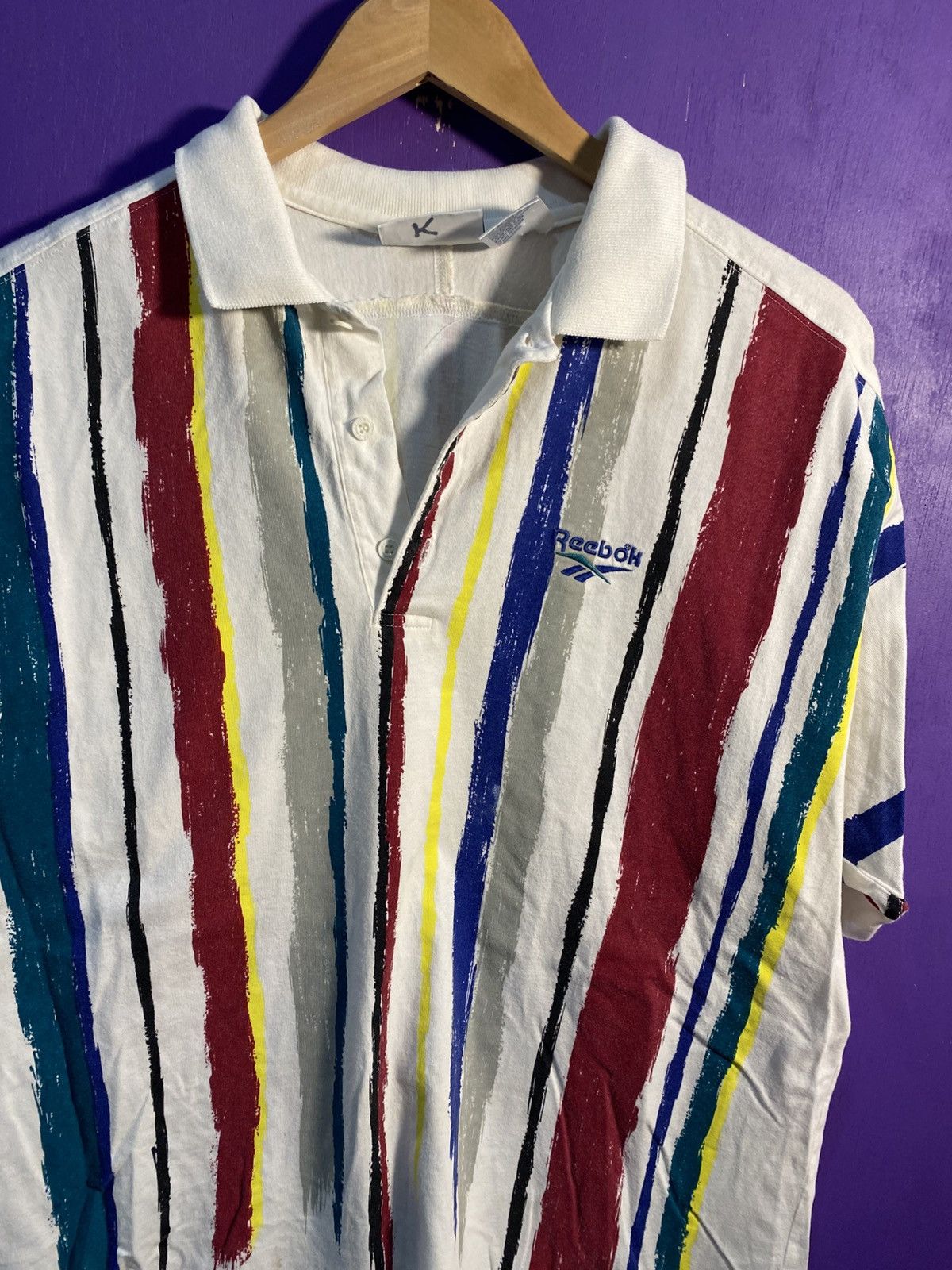 Reebok Vintage 90s Reebok striped logo polo shirt Size US M / EU 48-50 / 2 - 3 Thumbnail