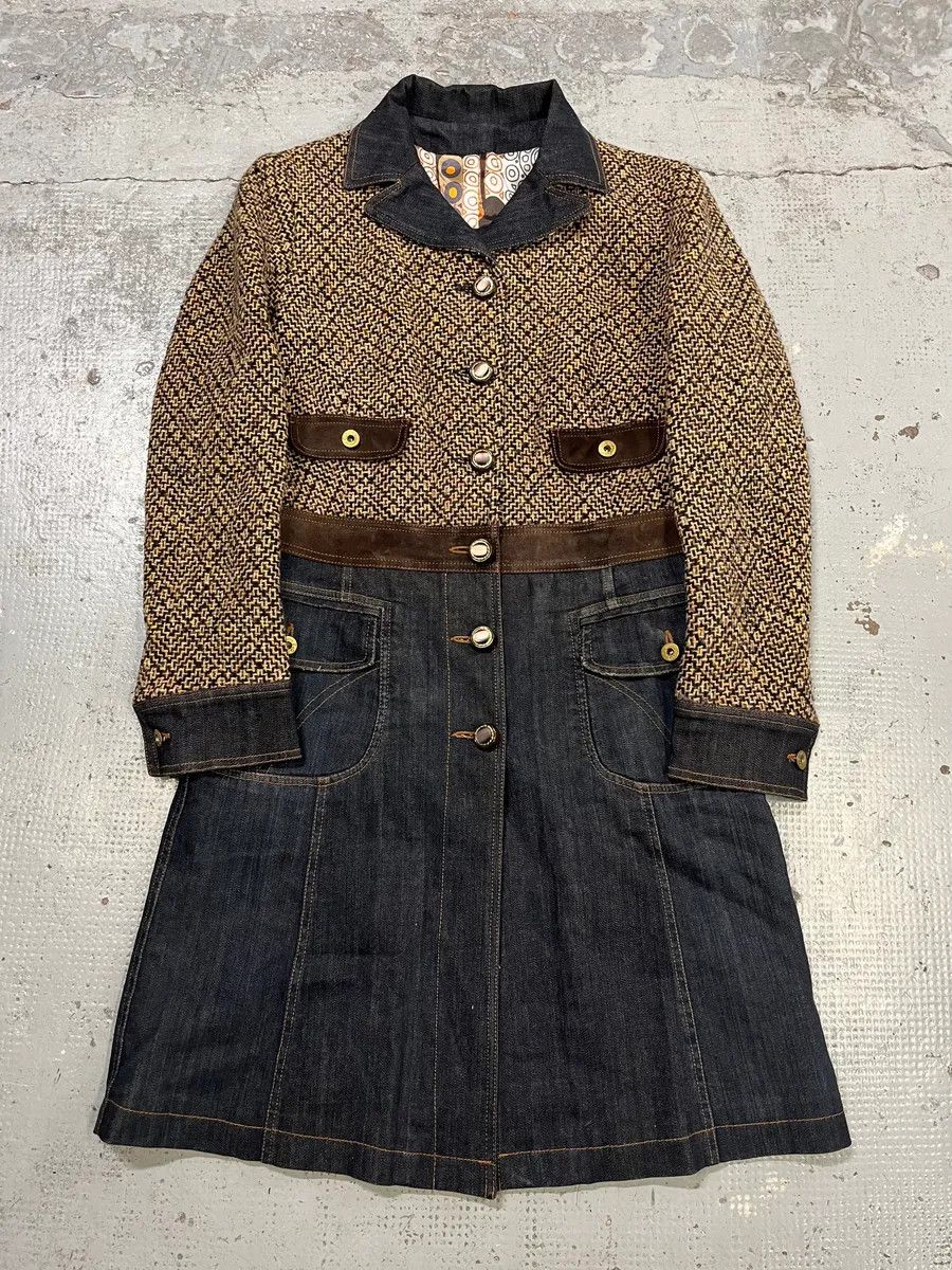 Dolce & Gabbana AW2005 Dolce & Gabbana Hybrid Wool & Denim Beige & Blue Long Coat Size S / US 4 / IT 40 - 1 Thumbnail