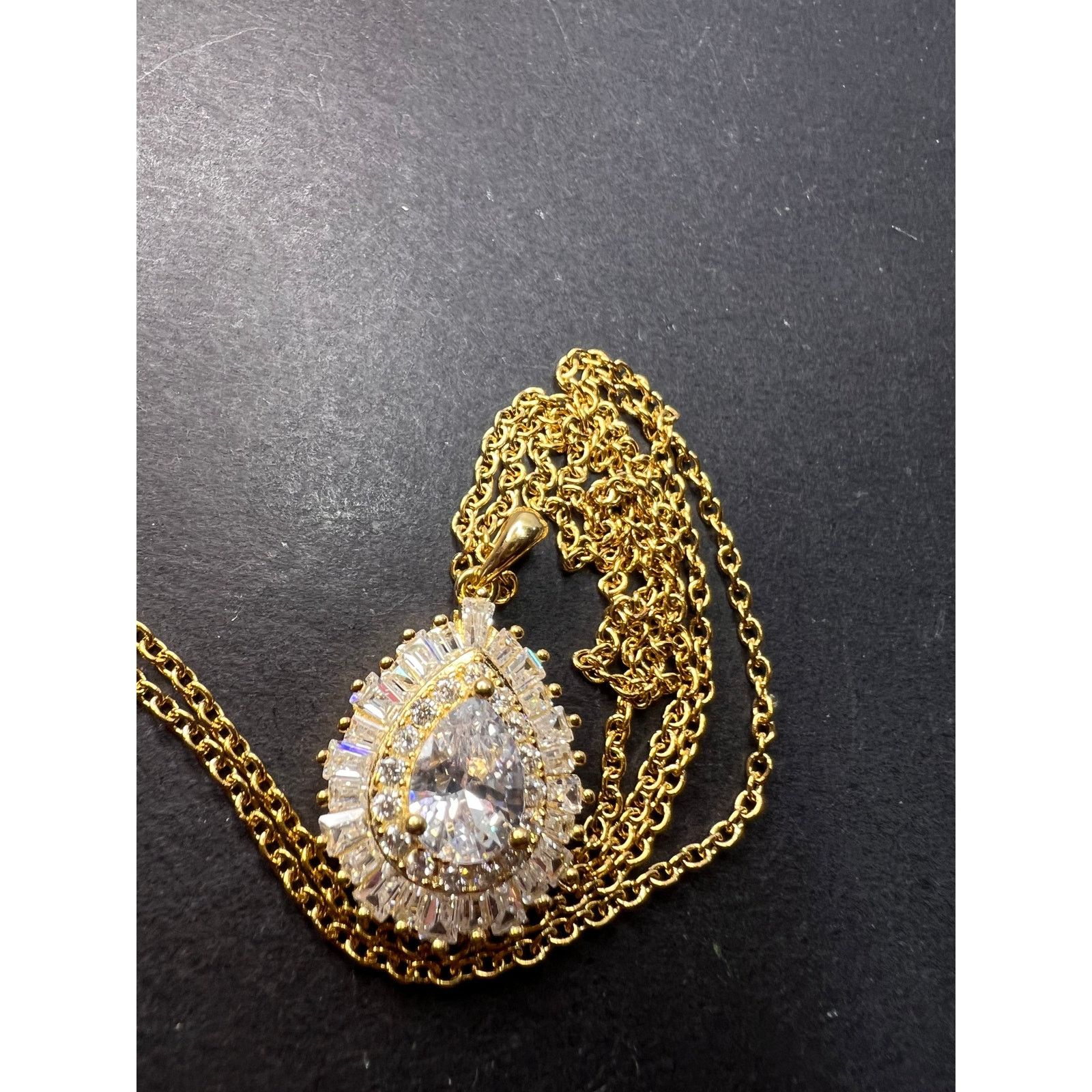 Other CZ ygp over 925 pendant with ygp over stainless steel chain Size ONE SIZE - 10 Thumbnail