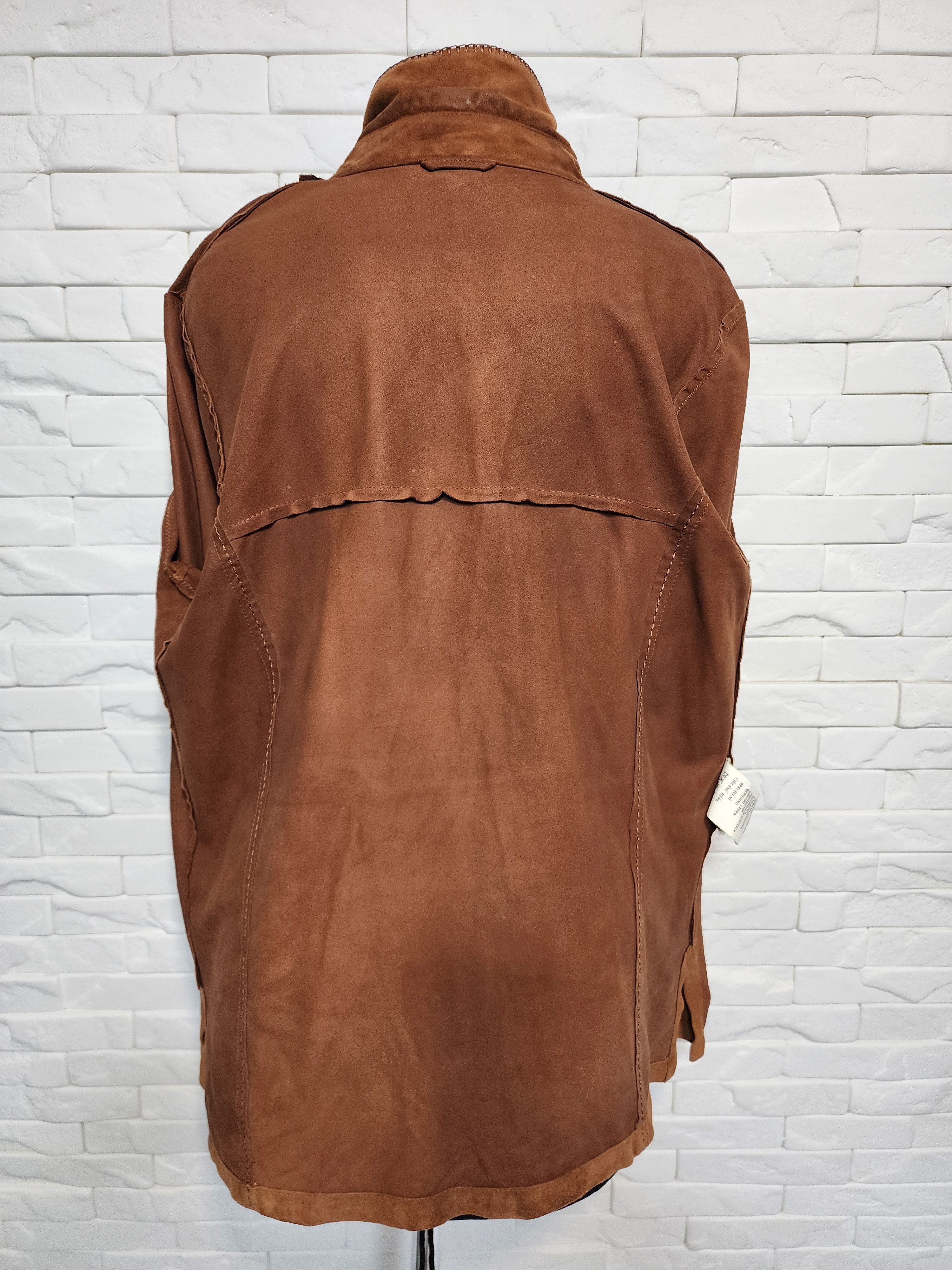 Genuine Leather Women's Suede Shirt: Brown Leather Simple Style Size XL / US 12-14 / IT 48-50 - 7 Thumbnail