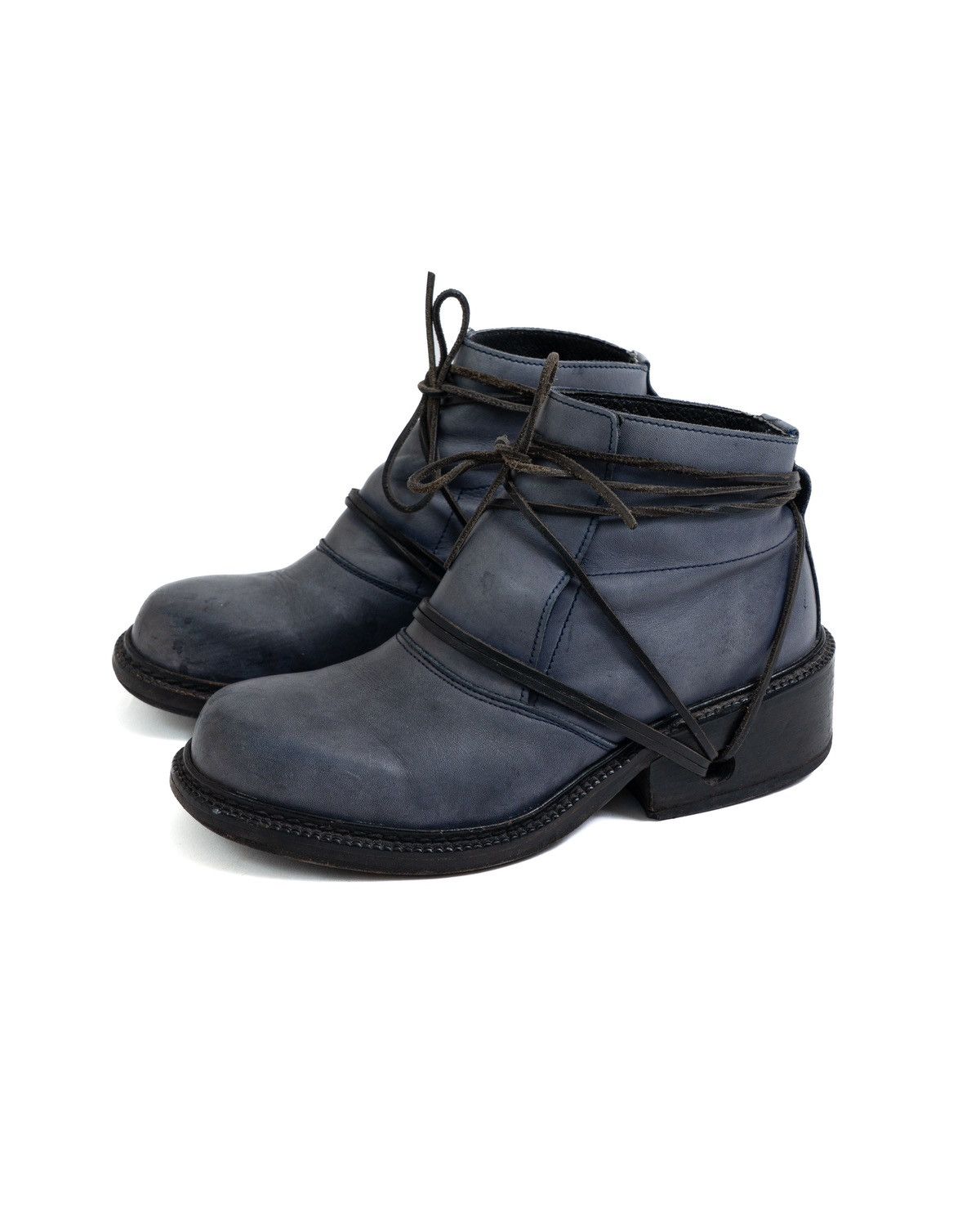 RARE Dirk Bikkembergs 1990s Lace Trough Heel Boots Blue