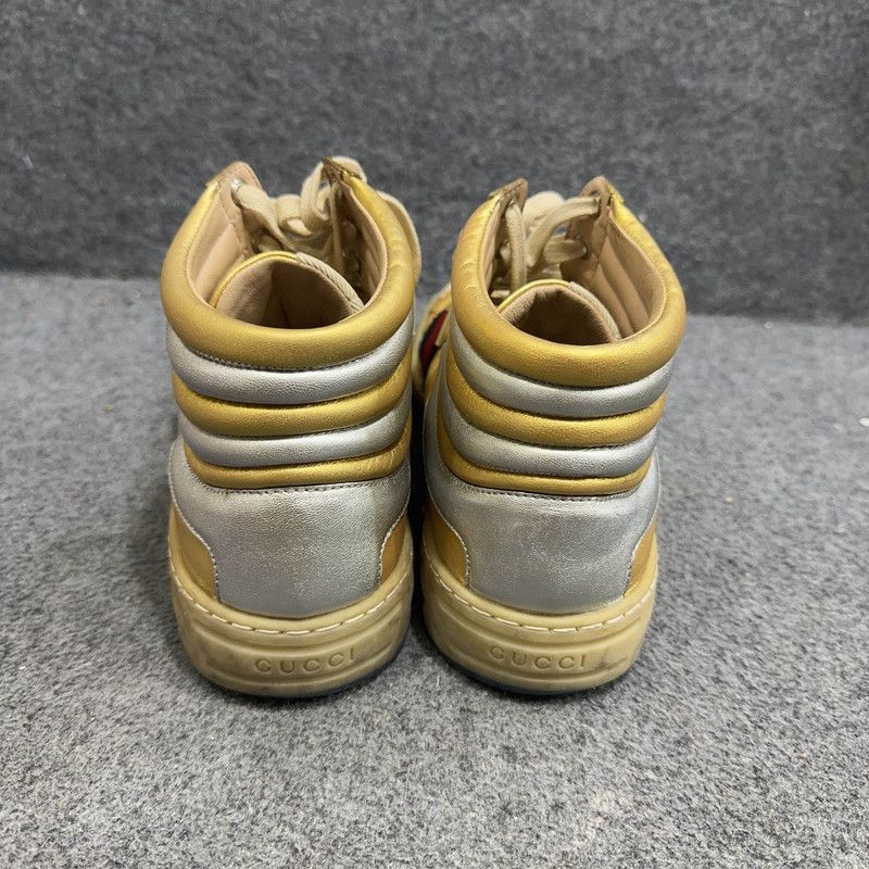Gucci Gucci Leather High Top Sneakers in Metallic Gold -2508 Size US 8 / EU 41 - 3 Thumbnail