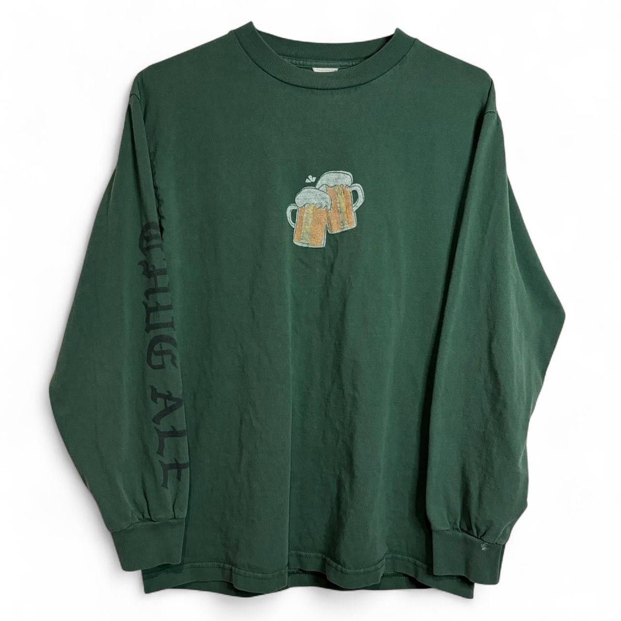 Vintage Vintage 00s Green Humor Beer Long Sleeve Graphic Tee Size US M / EU 48-50 / 2 - 1 Thumbnail