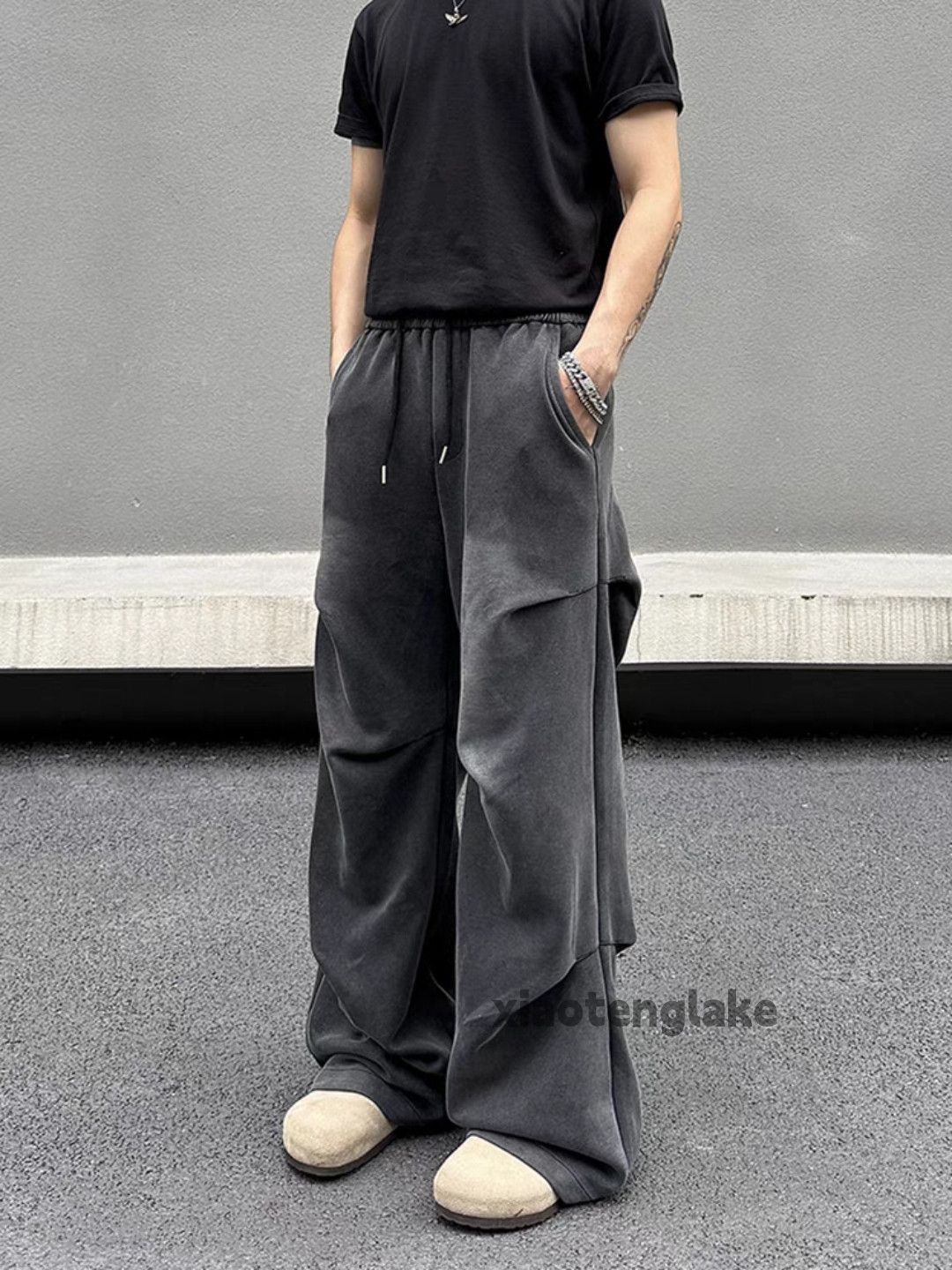 BAOVICTO Pleats Overlap Wide Pants Ⅱ M BAOVICTO 23SS Diamond Patterned Wide Leg Pants Anti-Wrinkle