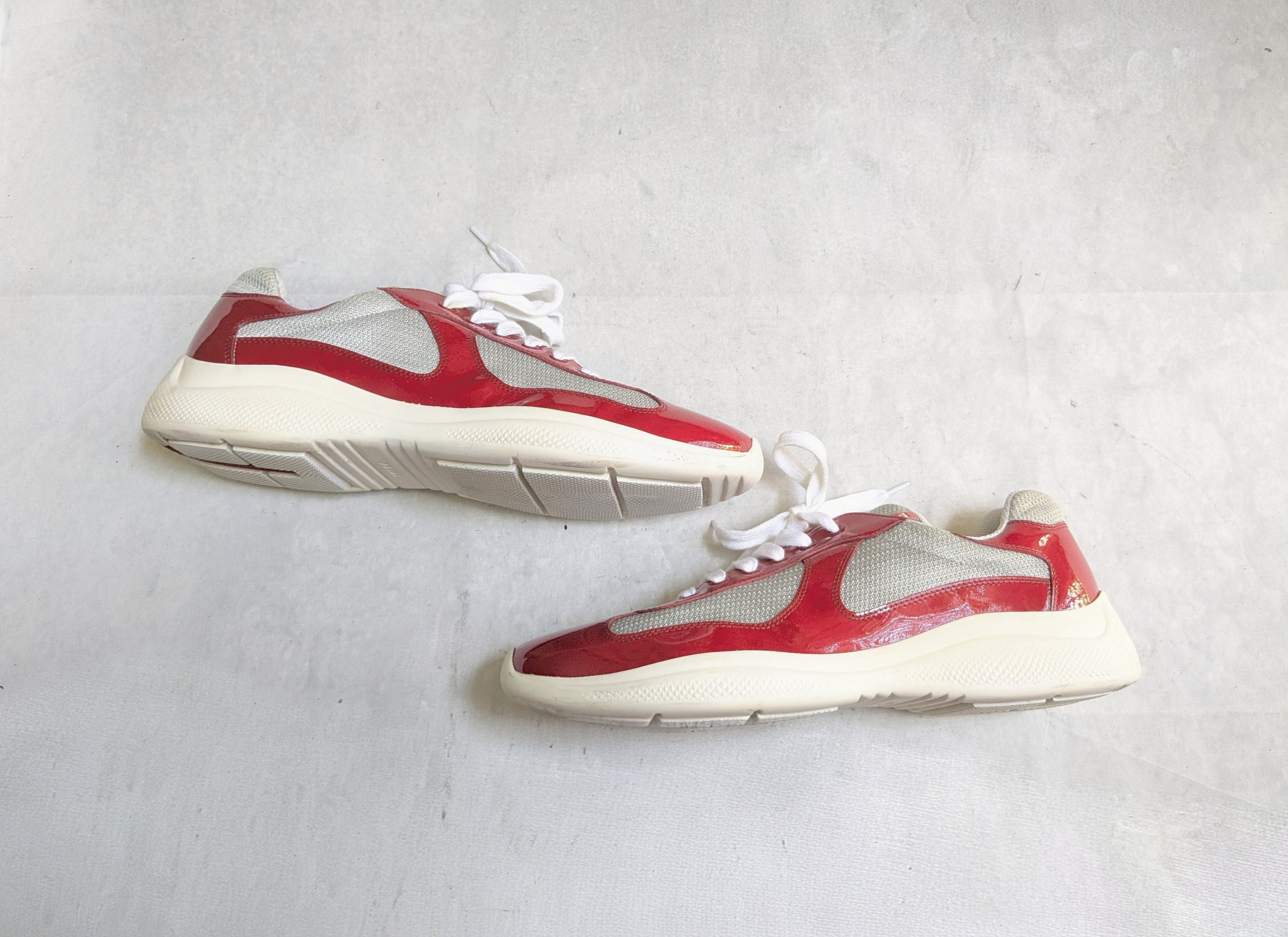 Prada Prada America's Cup Sneakers Red Patent Leather 11.5 White Size US 11.5 / EU 44-45 - 1 Thumbnail
