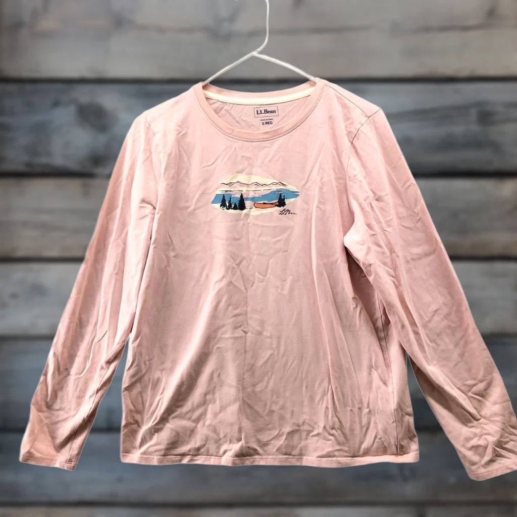 Vintage L.L. Bean Long Sleeve T Shirt Womens S Pink Crewneck Outdoor Holiday Shirt Size S / US 4 / IT 40 - 1 Thumbnail