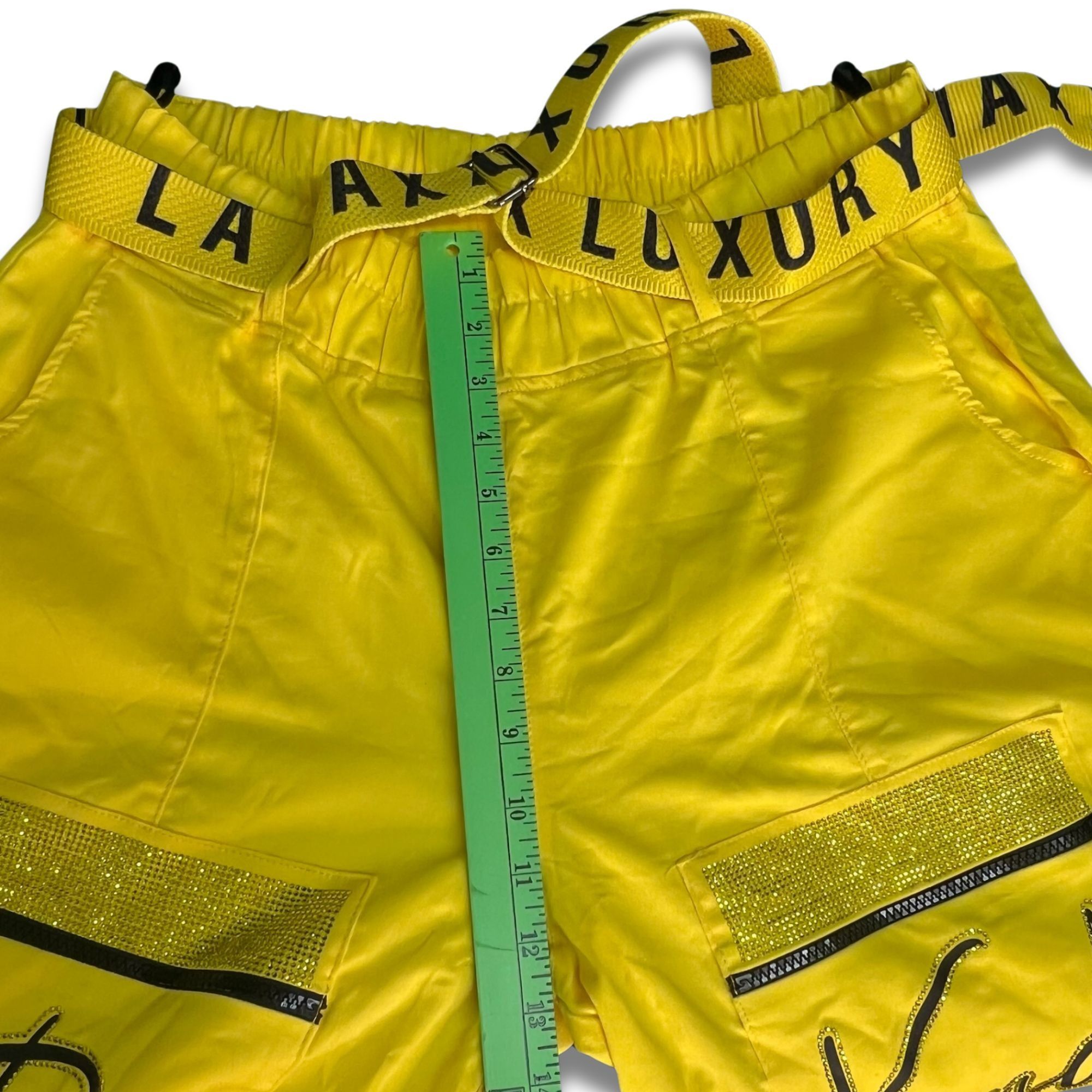 Other LAMAXX "Be Kind" Yellow Cargo Pants With Rhinestone Detailin Size 34" / US 12 / IT 48 - 6 Thumbnail
