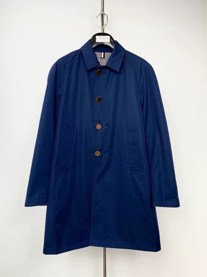 Thom Browne Thom Browne Blue Cotton Long Trench Coat Size US S / EU 44-46 / 1 - 1 Thumbnail