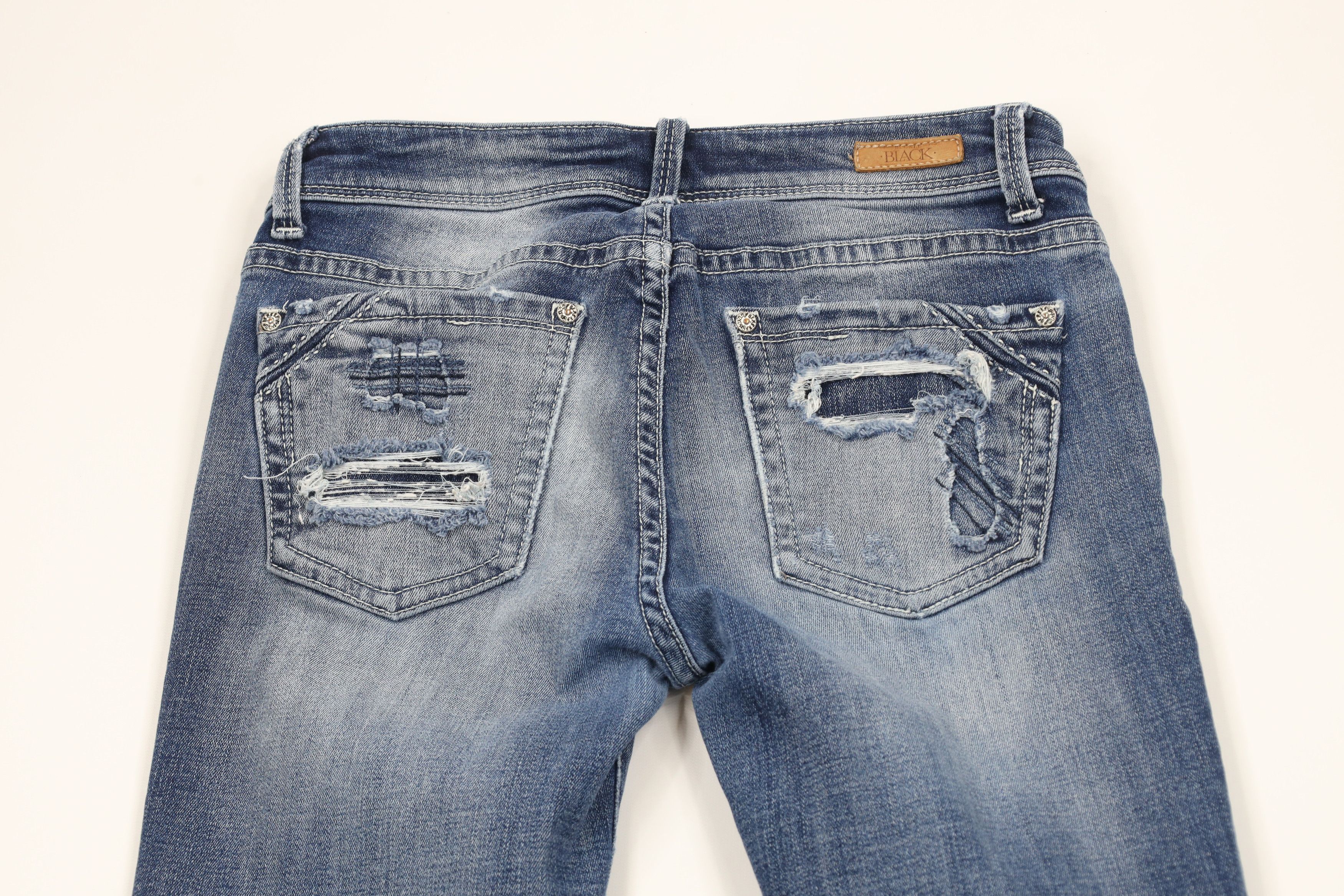 Vintage Buckle Black Fit No 53 Skinny Leg Stretch Denim Jeans Size 25" / US 0 / IT 36 - 9 Thumbnail