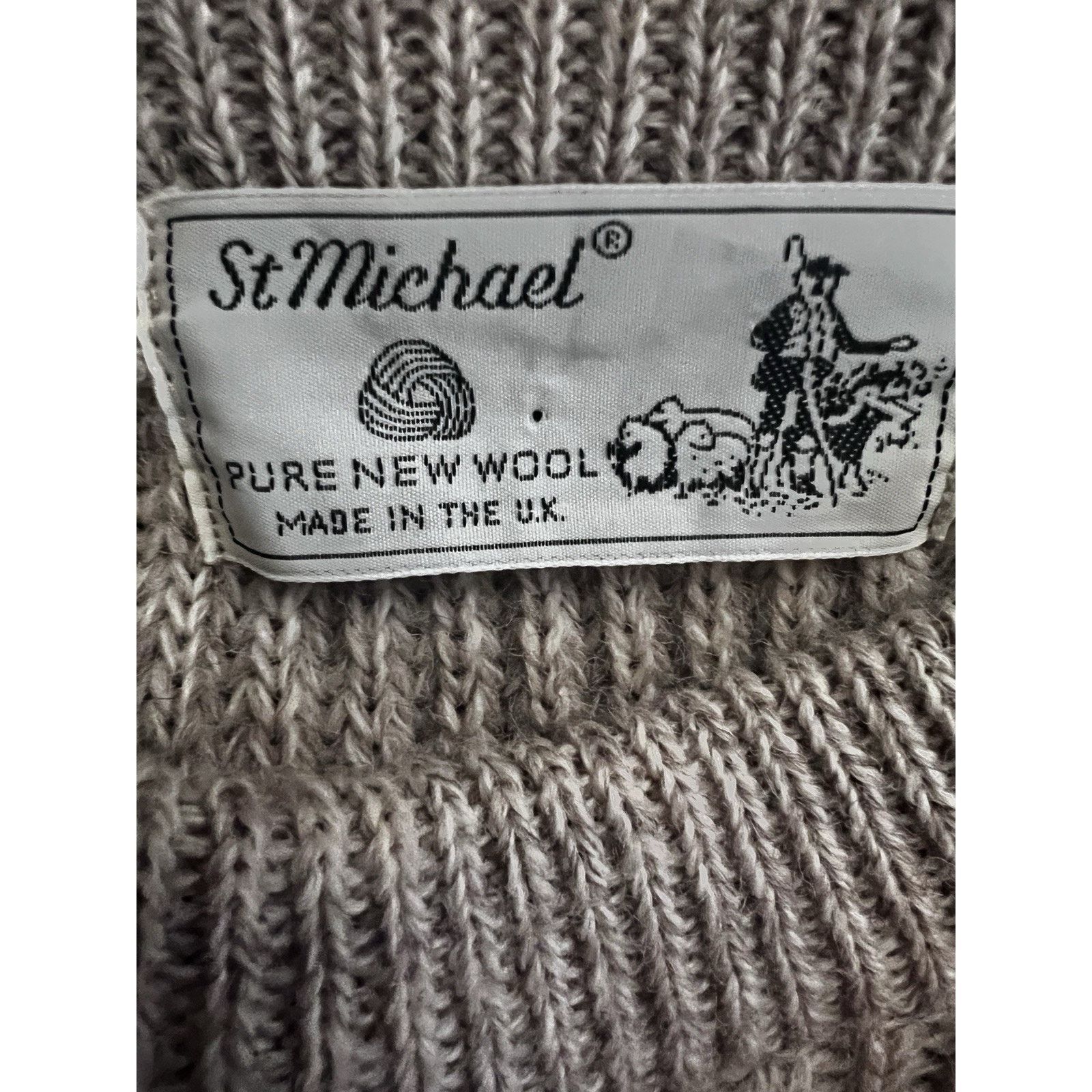Vintage Vintage St Michael Wool UK Fisherman Knit Sweater S/M Beige Size US S / EU 44-46 / 1 - 8 Thumbnail