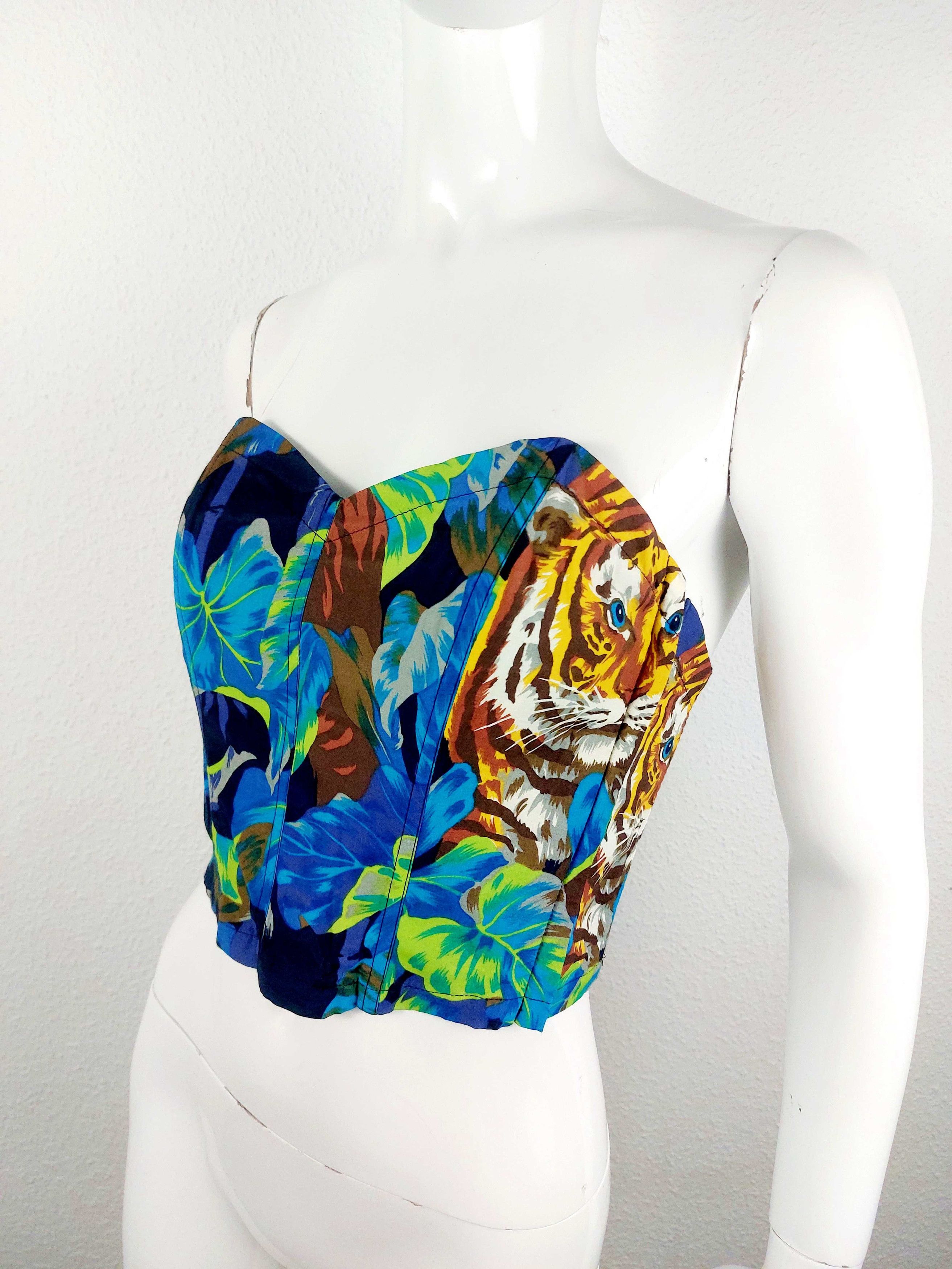 Kenzo Archive Kenzo Jungle Tropical Tiger Leaf Y2K Bustier Corset Size S / US 4 / IT 40 - 1 Thumbnail
