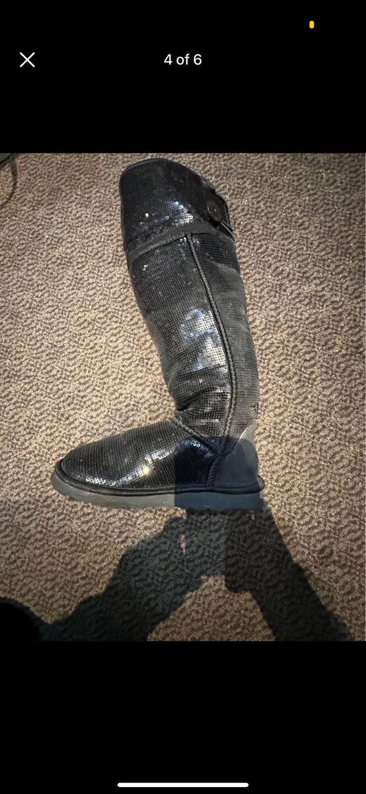 Ugg Ugg Bailey Button Over The Knee Black Sequin Boots Women's Size US 7 / IT 37 - 4 Thumbnail