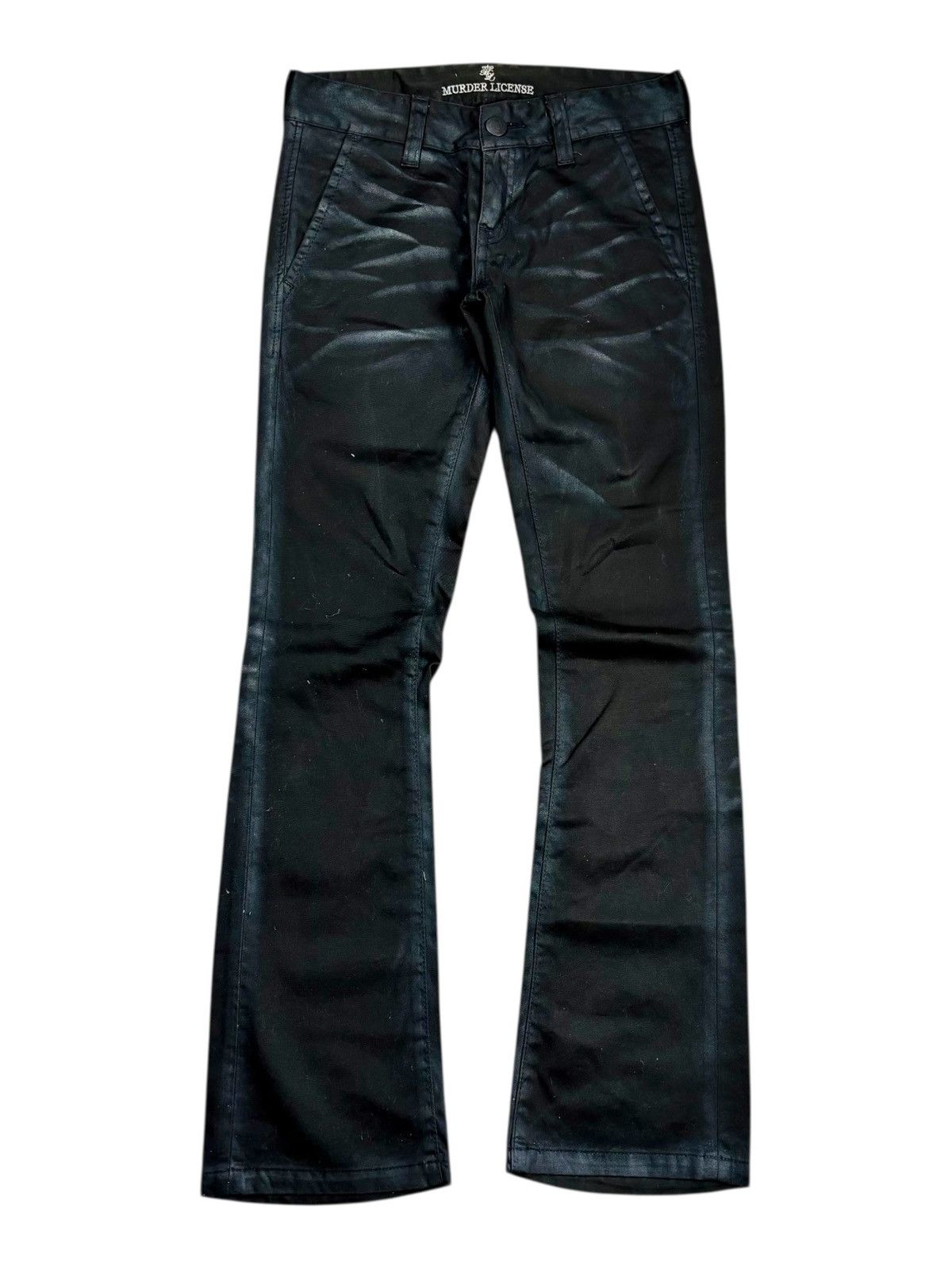 14th Addiction 2000s Murder License - Waxed Flared Denim Size US 29 - 1 Thumbnail