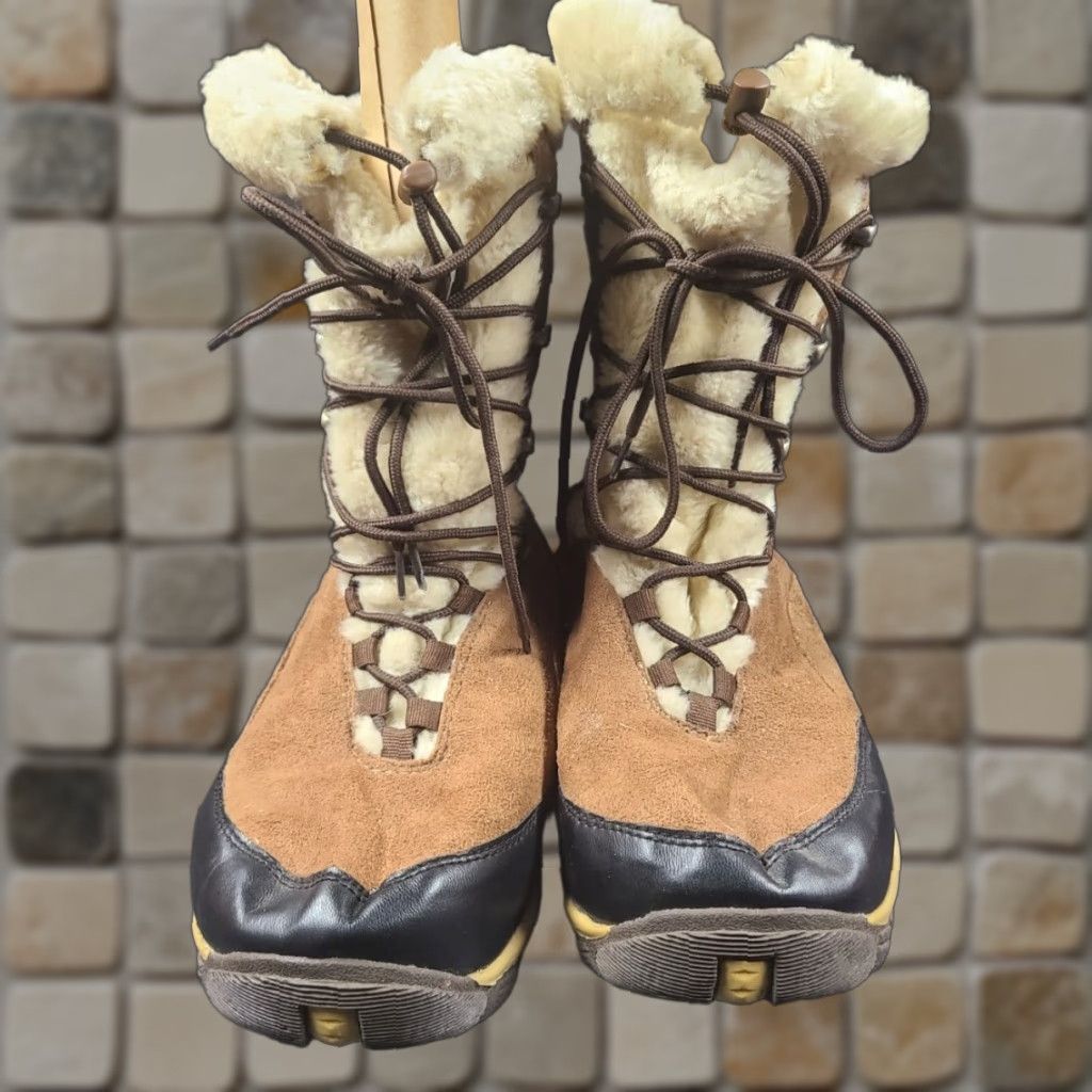 Vintage ITASCA Boots Womens Size 11 Mid Calf Faux Fur Lace Up Brown Winter Boot Leather Upper M Snow Boot Size US 11 / IT 41 - 1 Thumbnail