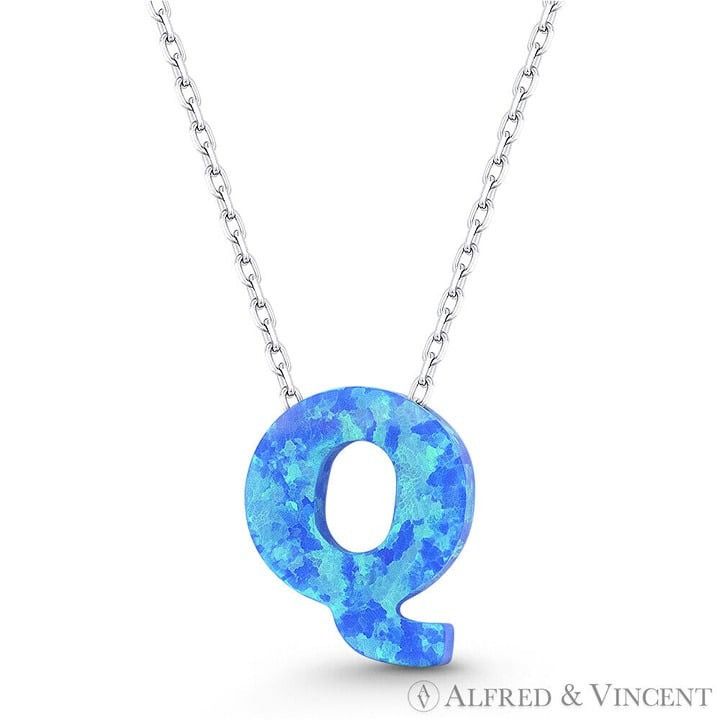 Other Blue Lab Opal Initial "Q" Pendant Anchor Chain Necklace Size ONE SIZE - 1 Preview
