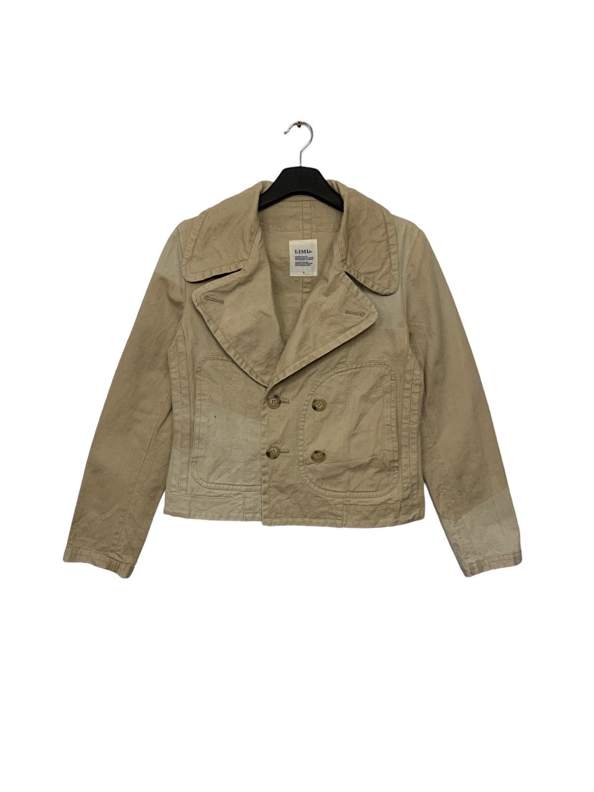 image of Limi Feu x Yohji Yamamoto Limi Fue Yohji Yamamoto Sun Faded Design Button Up Jacket in Cream, Women