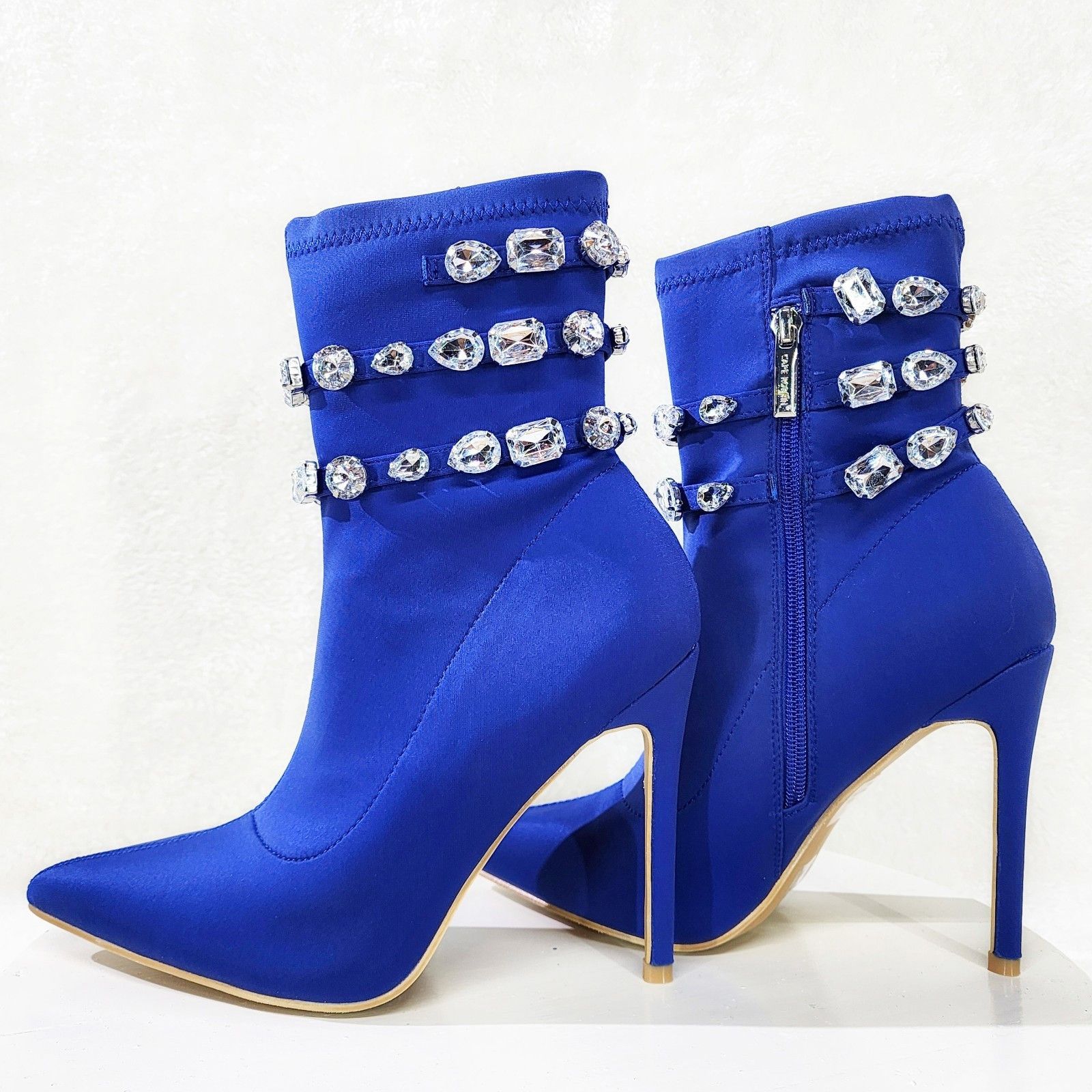 Other Allure Sexy Stiletto High Heels Blue Stretch Ankle Boot Chel Size US 11 / IT 41 - 1 Thumbnail