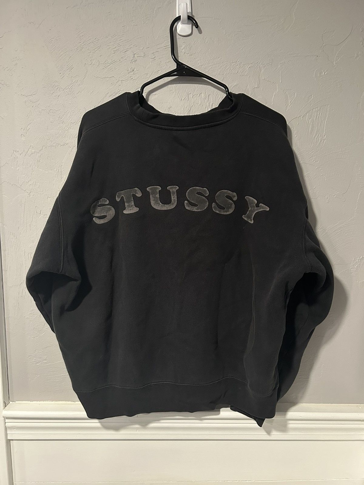 Stussy × Vintage Vintage Black Faded Stussy 80 Crewneck | Grailed