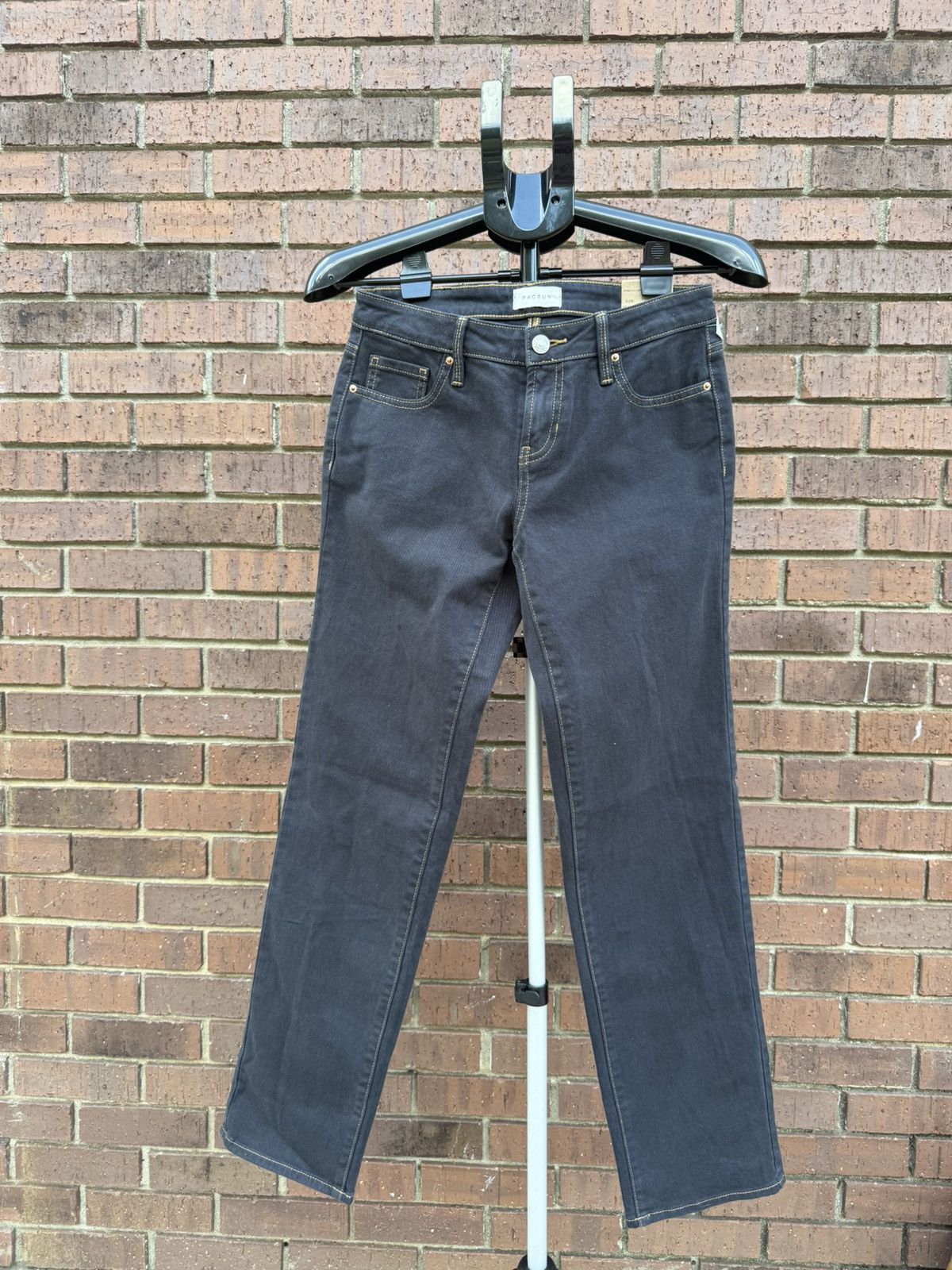 Pacsun Pacsun Denim Jeans Low Rise STRAIGHT Black Gray Size 25 Size 28" / US 6 / IT 42 - 1 Thumbnail