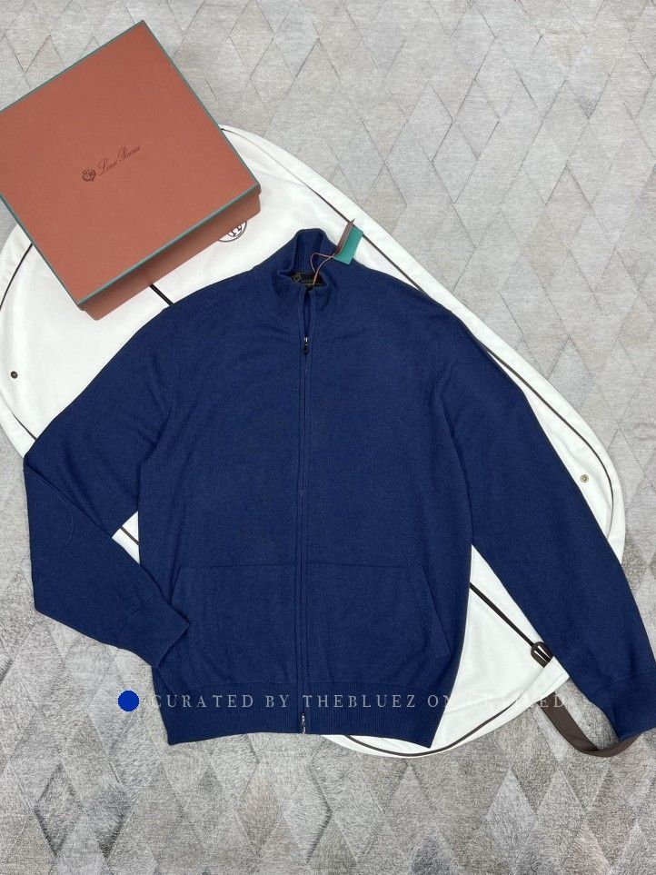 Loro Piana Blue Zip-Up Long Sleeve Sweater Size L Size US L / EU 52-54 / 3 - 1 Thumbnail