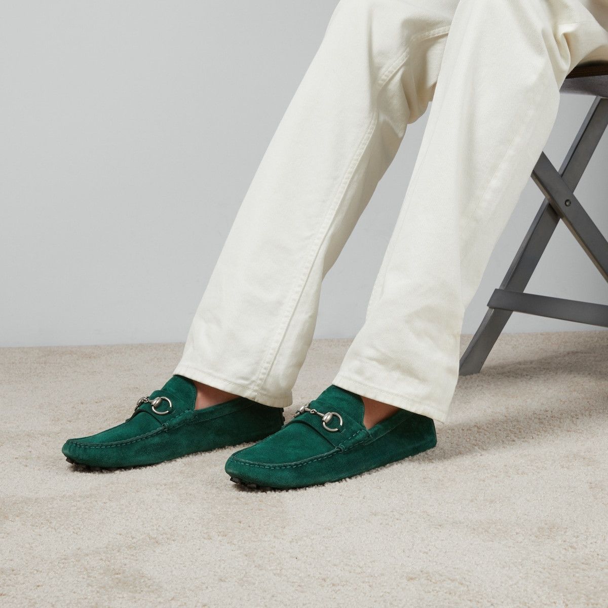 Gucci o1s1wg111025 Driver With Horsebit Shoes in Green Size US 11.5 / EU 44-45 - 3 Thumbnail