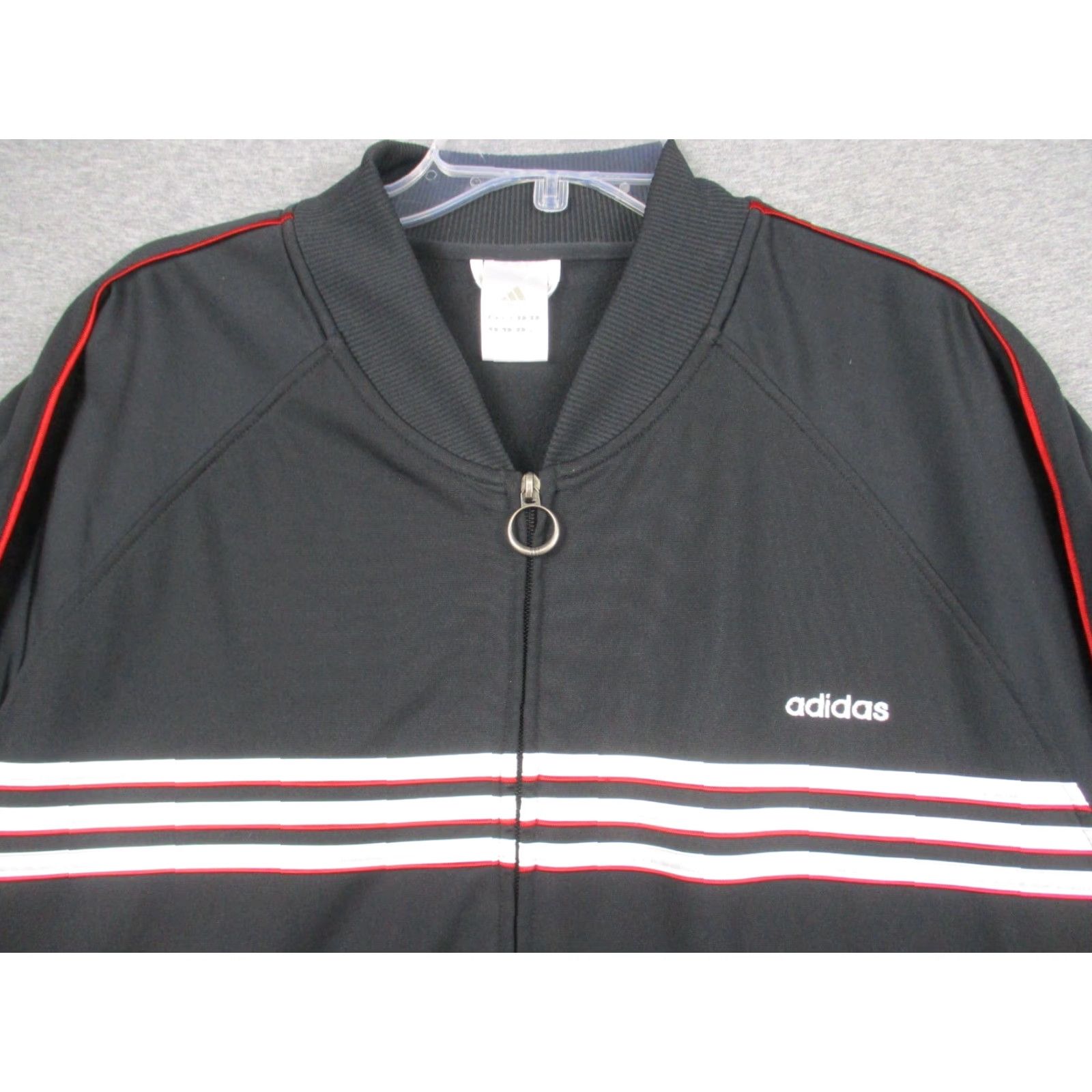 Adidas VINTAGE Adidas Mens Track Jacket 2XL 3 Stripes Logo Black Red Zip Full Zip Stand-Up Collar Track Jacket adidas Firebird Mens Size US XXL / EU 58 / 5 - 4 Thumbnail