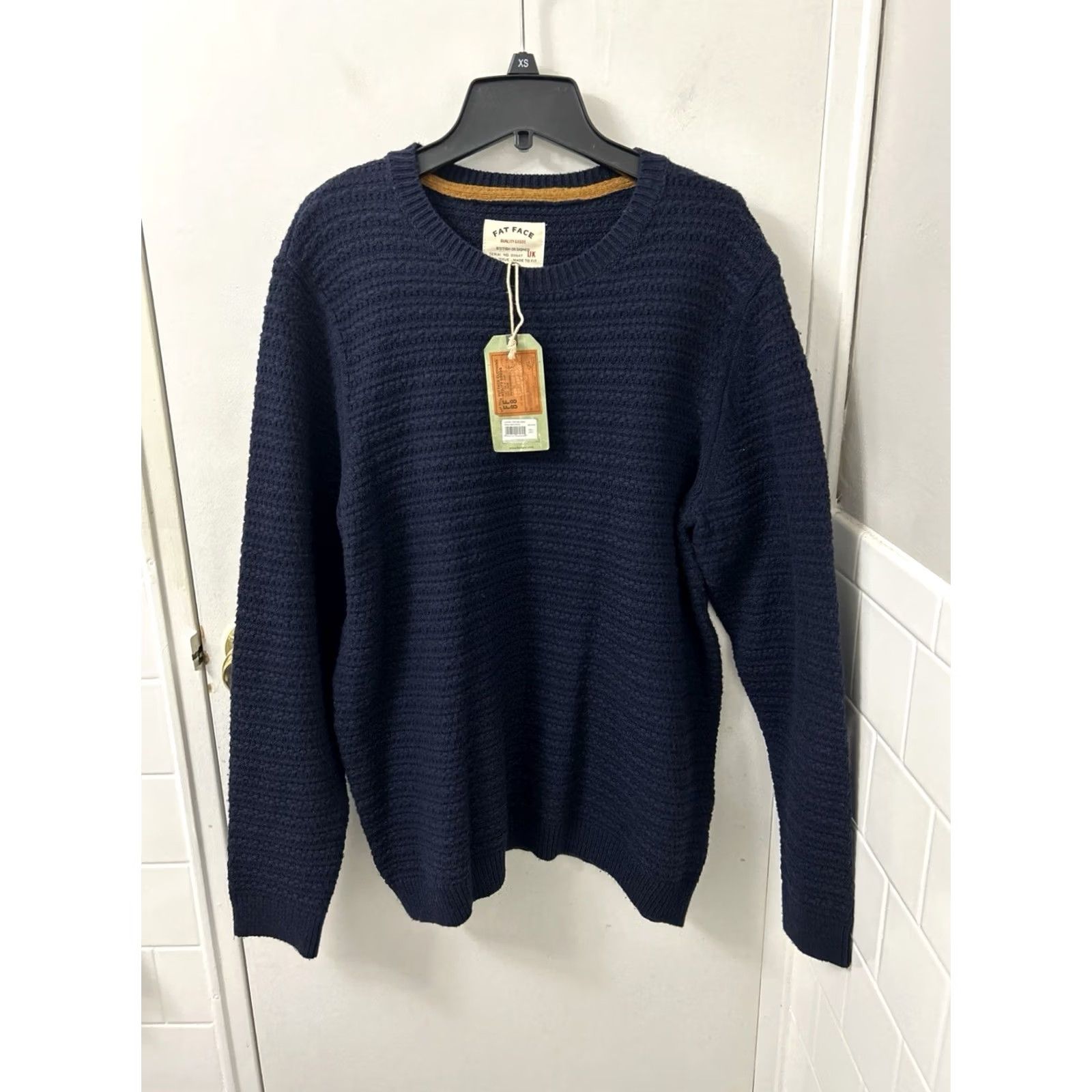 FatFace Fat Face Sweater Mens L Blue Wool Lanihill Texture Crewneck NWT Knit Pullover Casual Vintage: No, Designer Theme Size US L / EU 52-54 / 3 - 2 Thumbnail