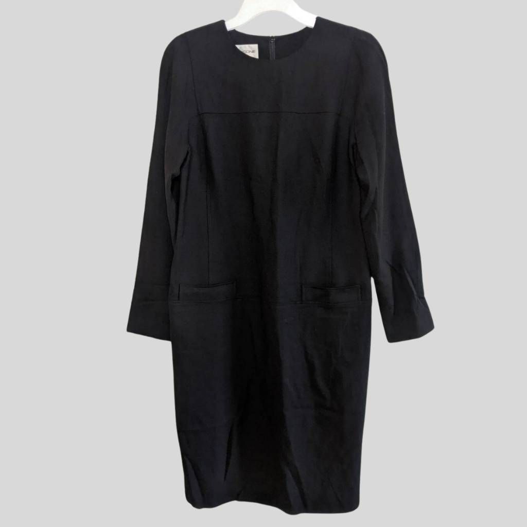 Evan Picone Evan Picone Black Wool Dress Size 10 Vintage Long Sleeve Lin Size L / US 10 / IT 46 - 1 Thumbnail